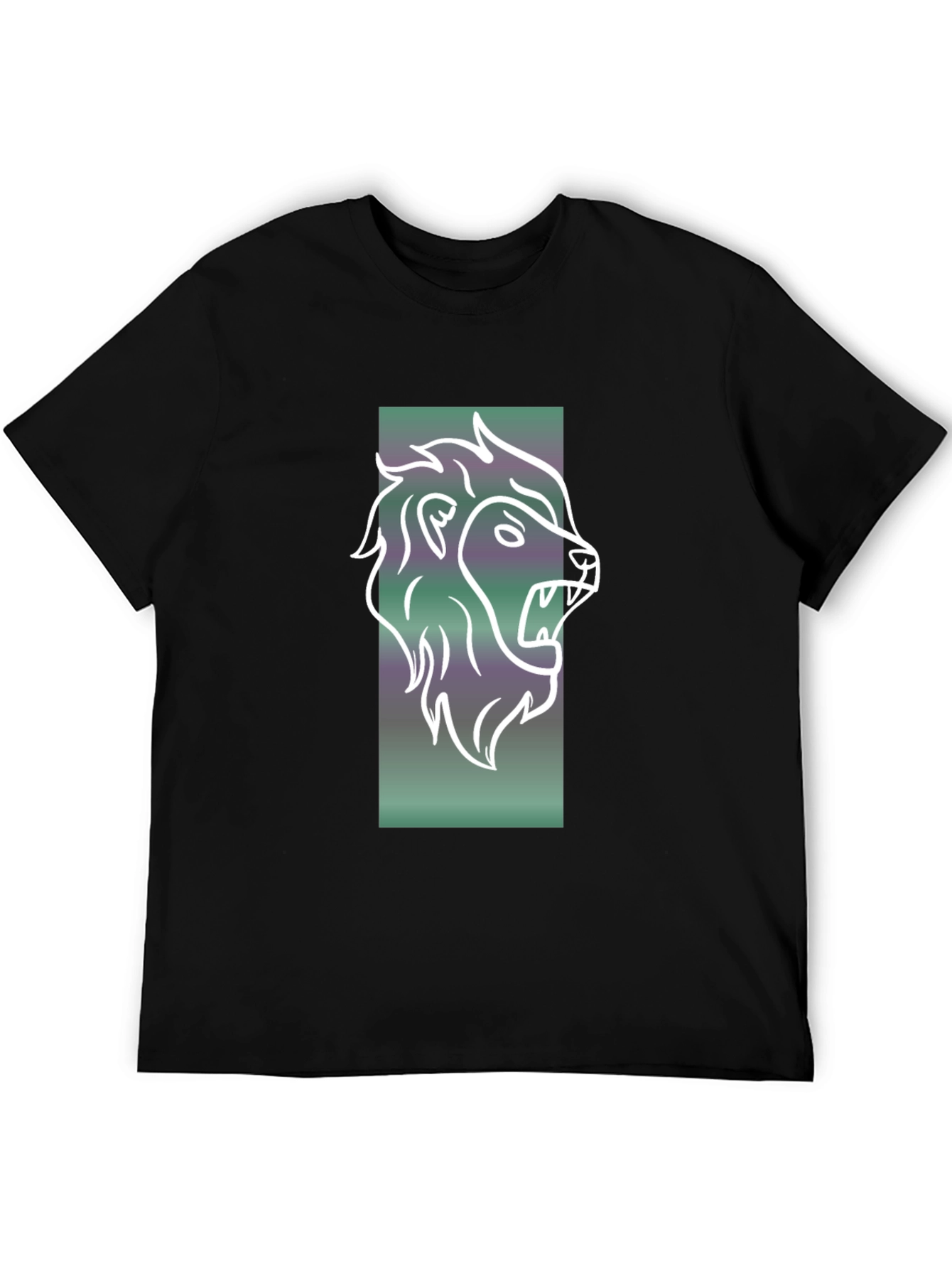 Lion Graphic Tee - Mens Black Cotton T-Shirt