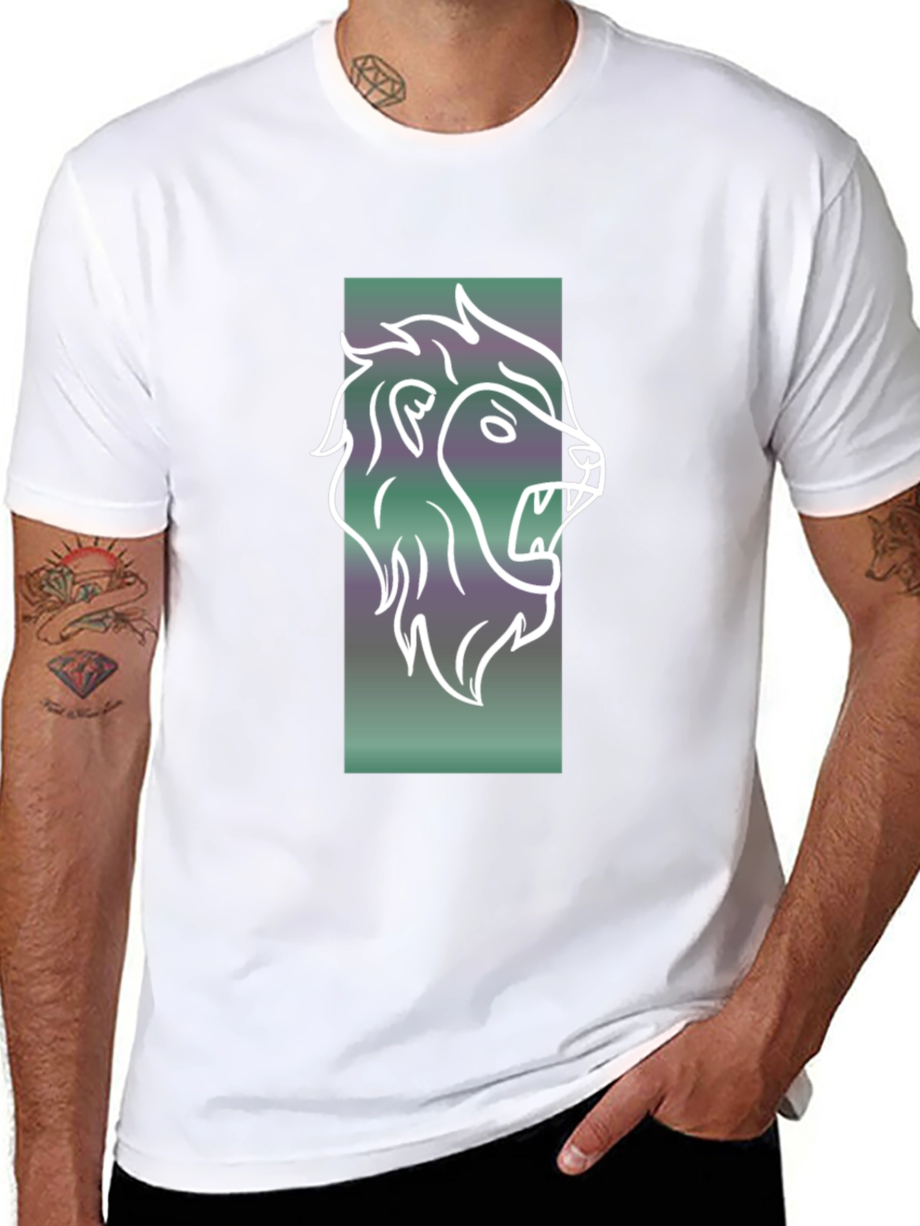 Lion Graphic Tee - Mens Black Cotton T-Shirt