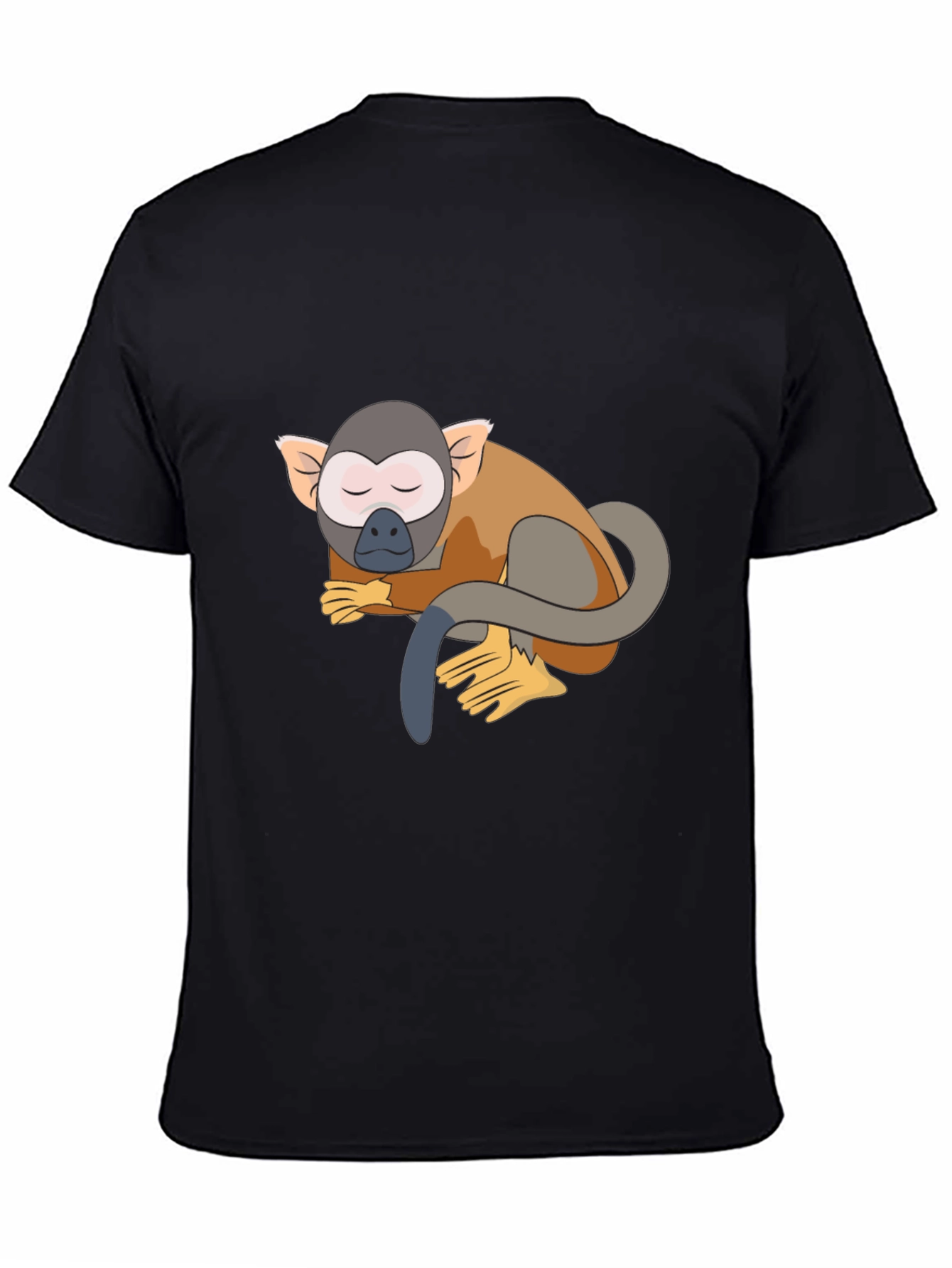 Cute Monkey Graphic Tee - Black Casual T-Shirt