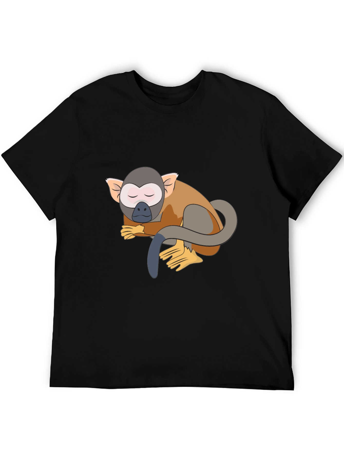 Cute Monkey Graphic Tee - Black Casual T-Shirt
