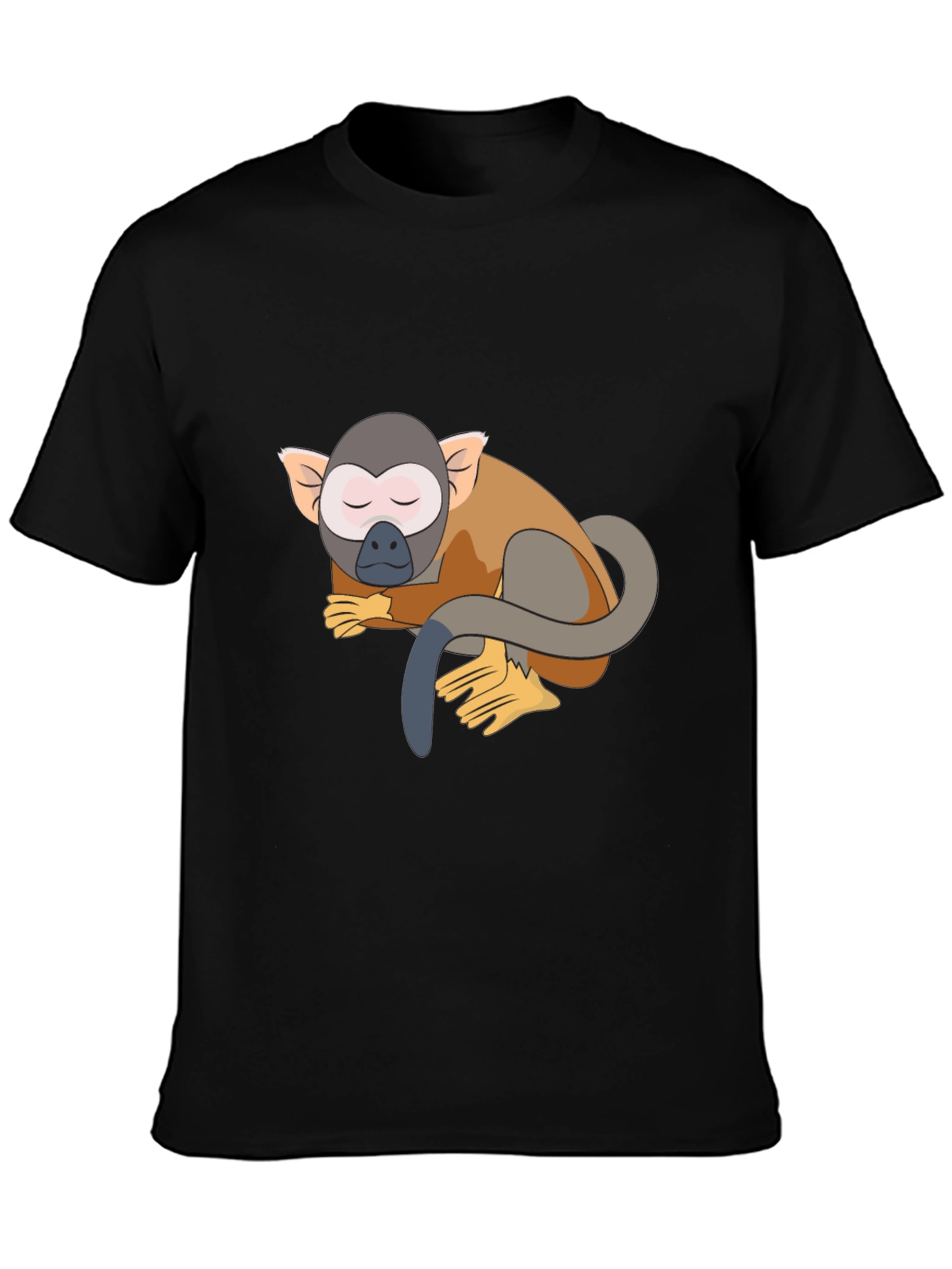 Cute Monkey Graphic Tee - Black Casual T-Shirt