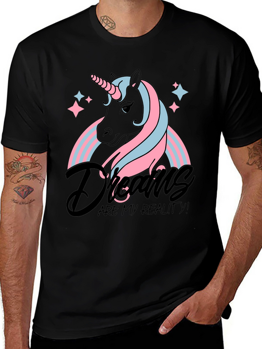 Unicorn Dreams Graphic Tee - Black Cotton Shirt
