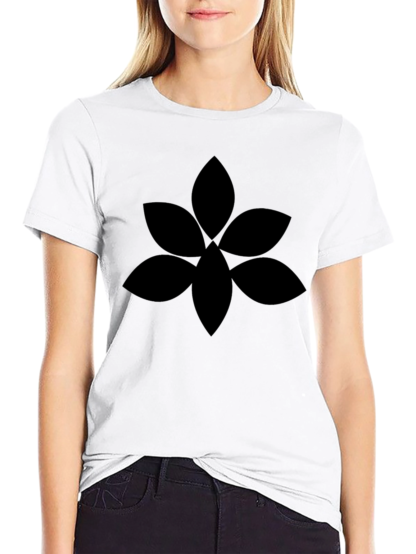 Mens Black Graphic Tee - Floral Design