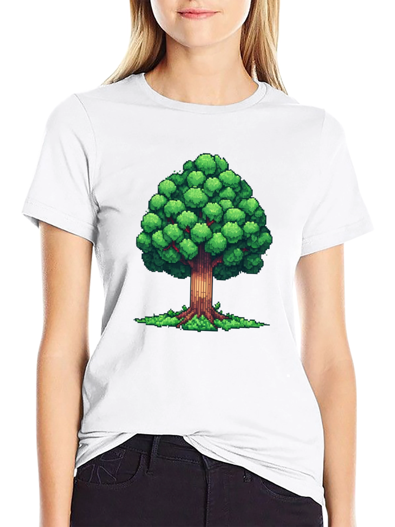 Pixel Tree Graphic Black T-Shirt - Nature Inspired Design