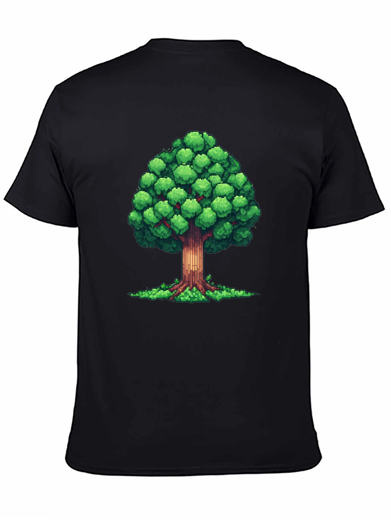 Pixel Tree Graphic Black T-Shirt - Nature Inspired Design