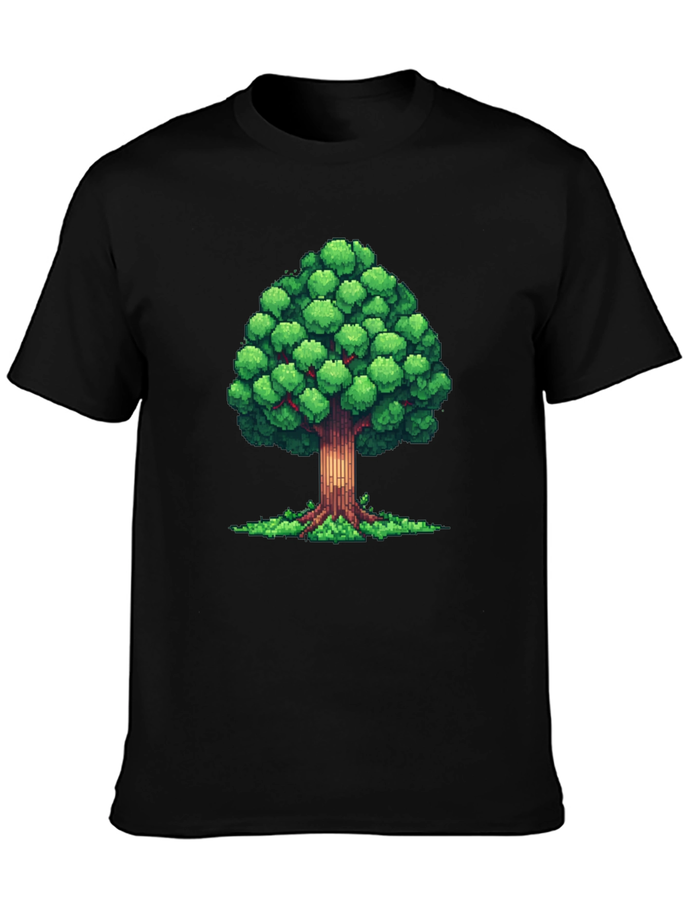 Pixel Tree Graphic Black T-Shirt - Nature Inspired Design