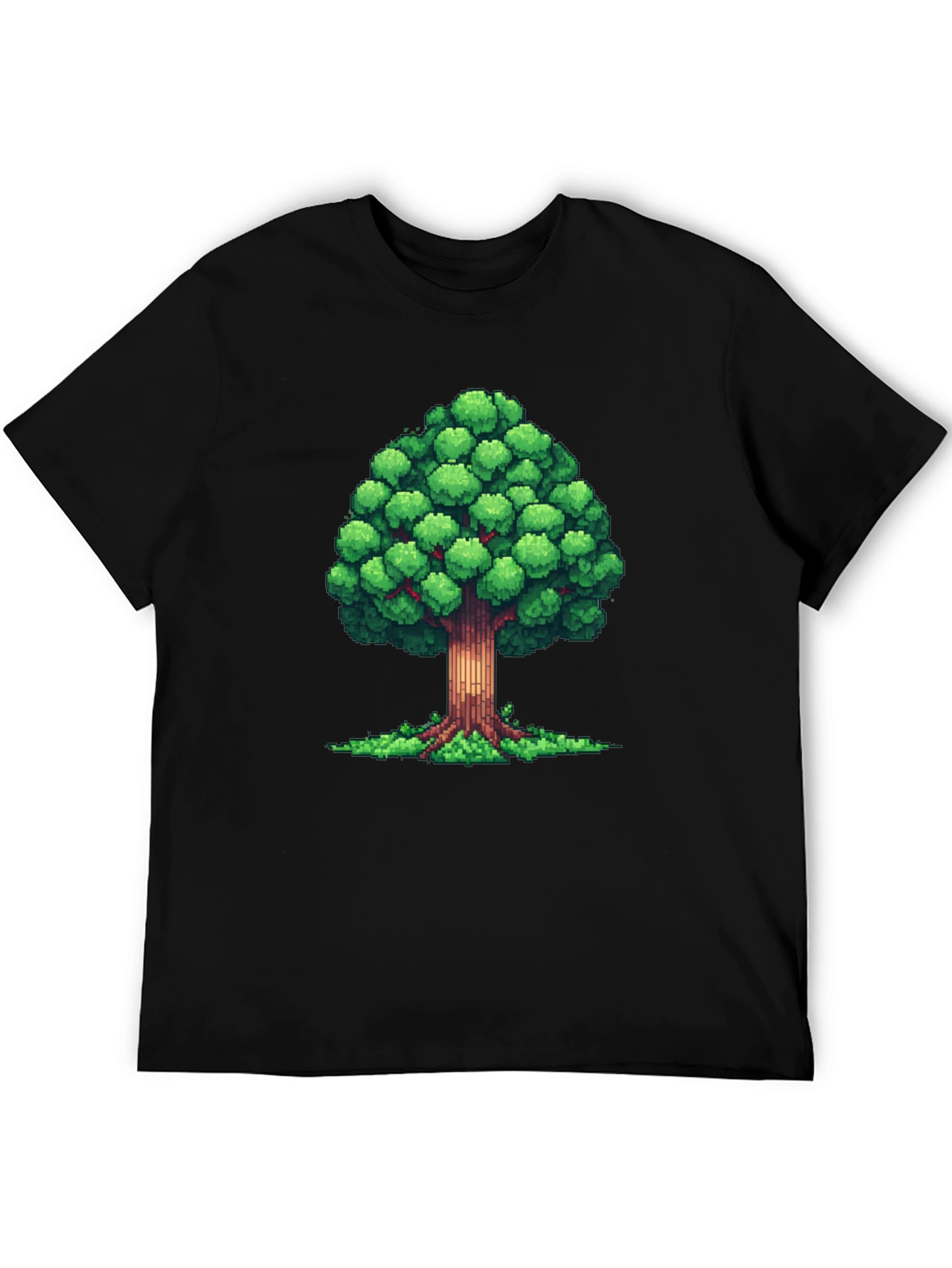Pixel Tree Graphic Black T-Shirt - Nature Inspired Design