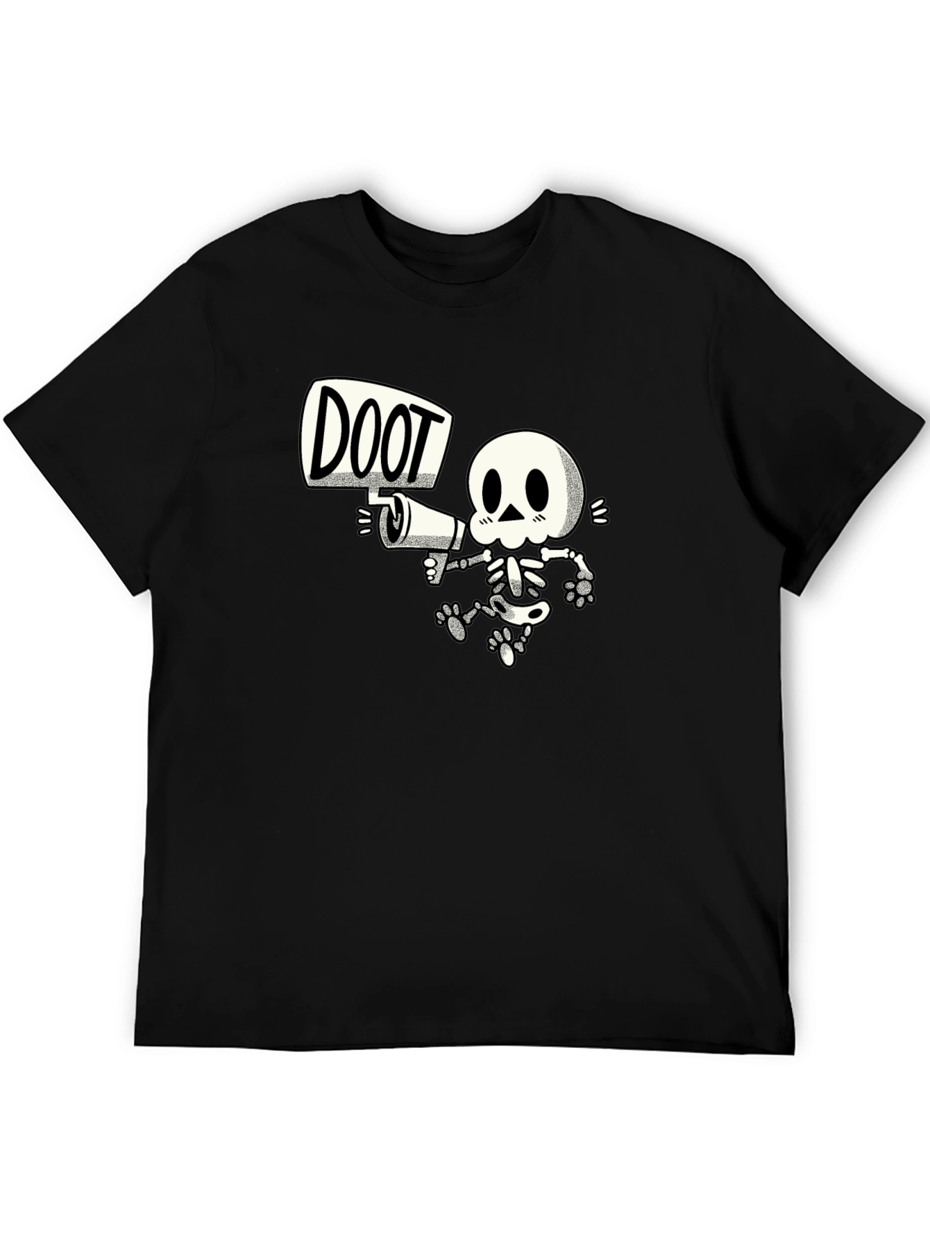 Doot Skeleton Graphic Tee - Black Cotton T-Shirt