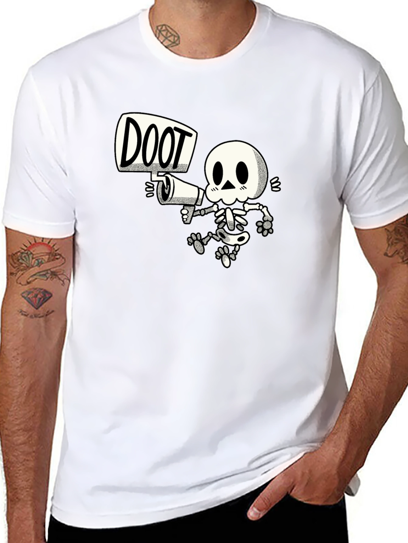 Doot Skeleton Graphic Tee - Black Cotton T-Shirt