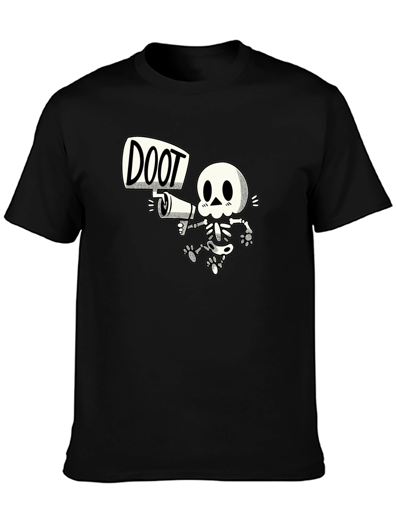 Doot Skeleton Graphic Tee - Black Cotton T-Shirt
