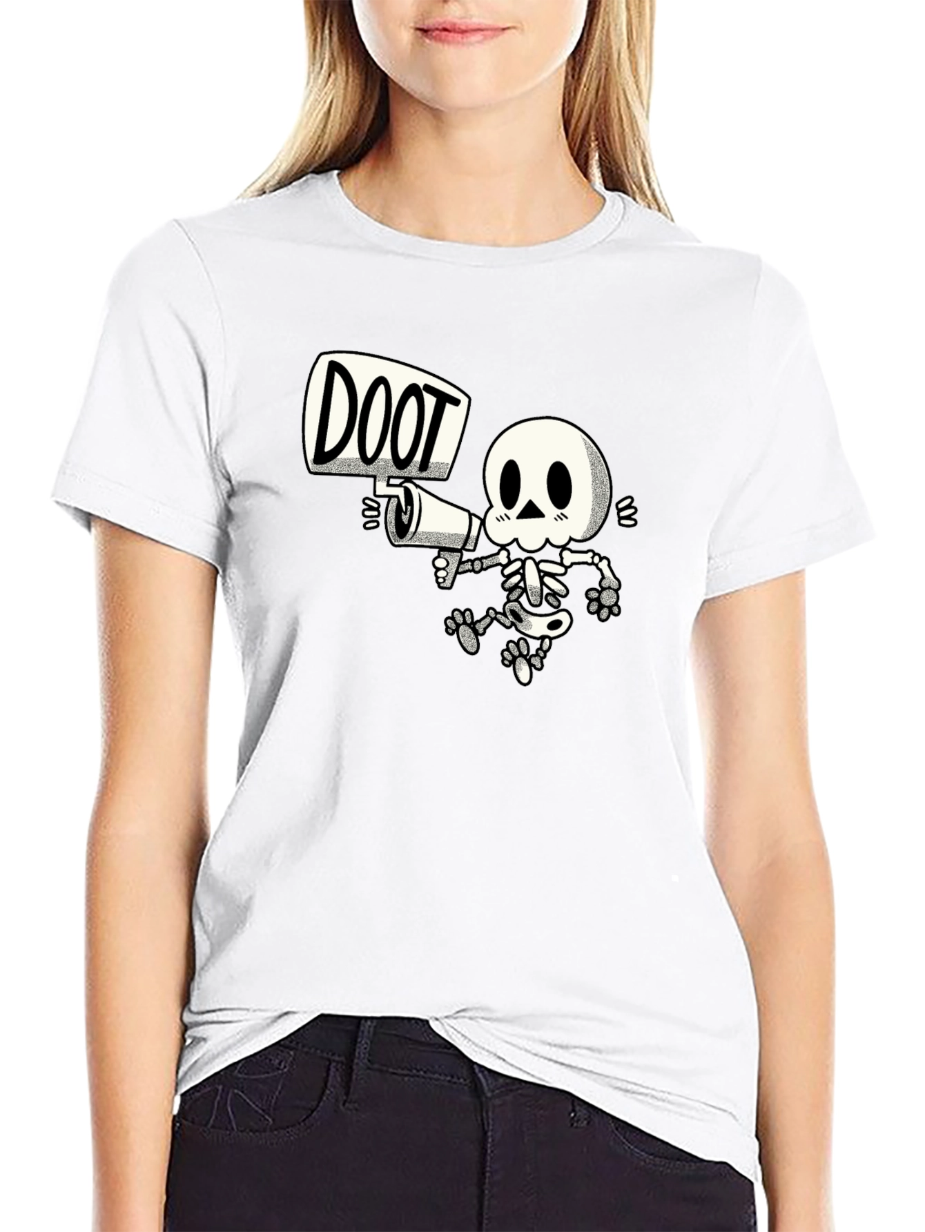 Doot Skeleton Graphic Tee - Black Cotton T-Shirt