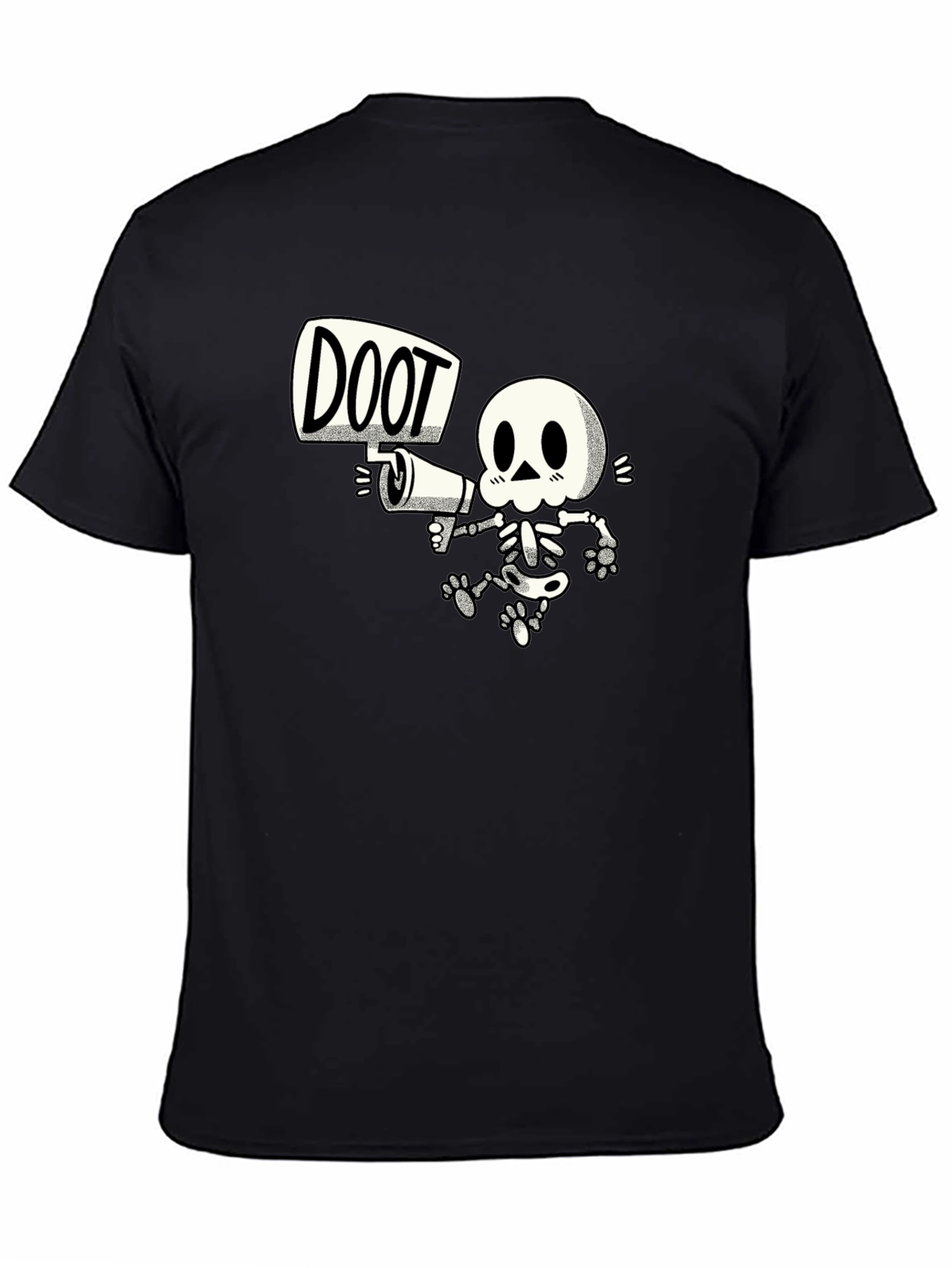 Doot Skeleton Graphic Tee - Black Cotton T-Shirt