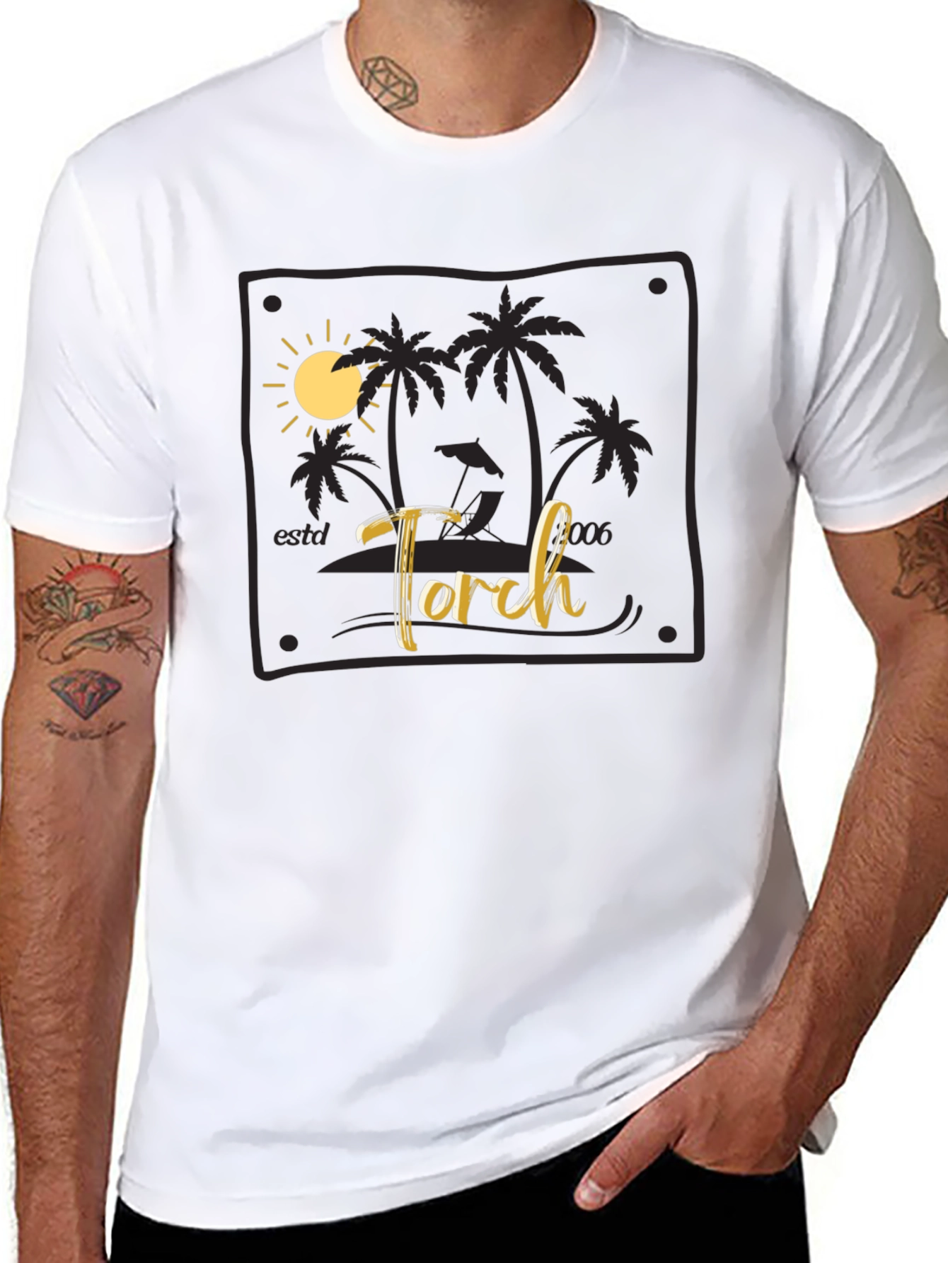 Torch Beach Scene Black T-Shirt