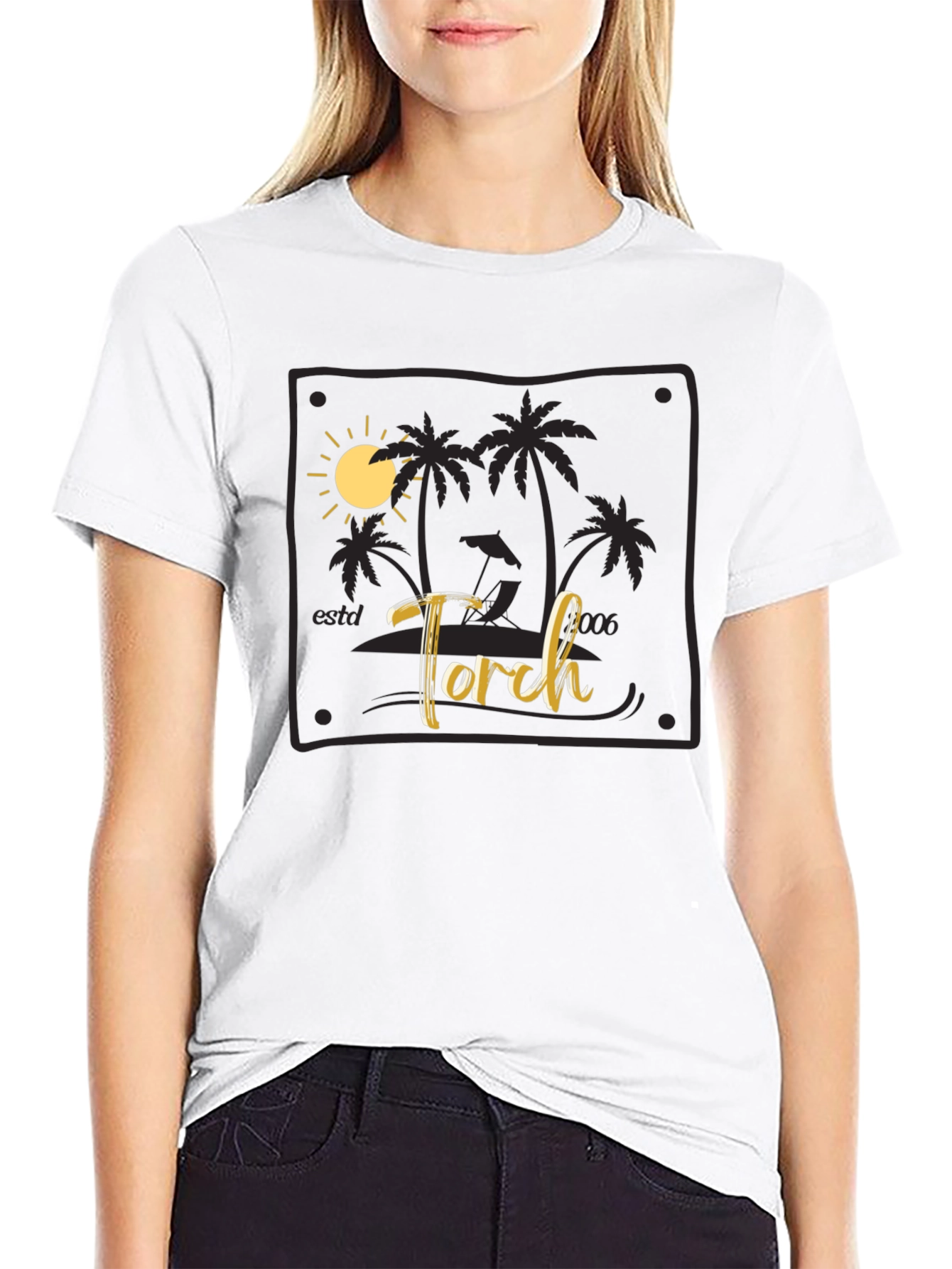 Torch Beach Scene Black T-Shirt