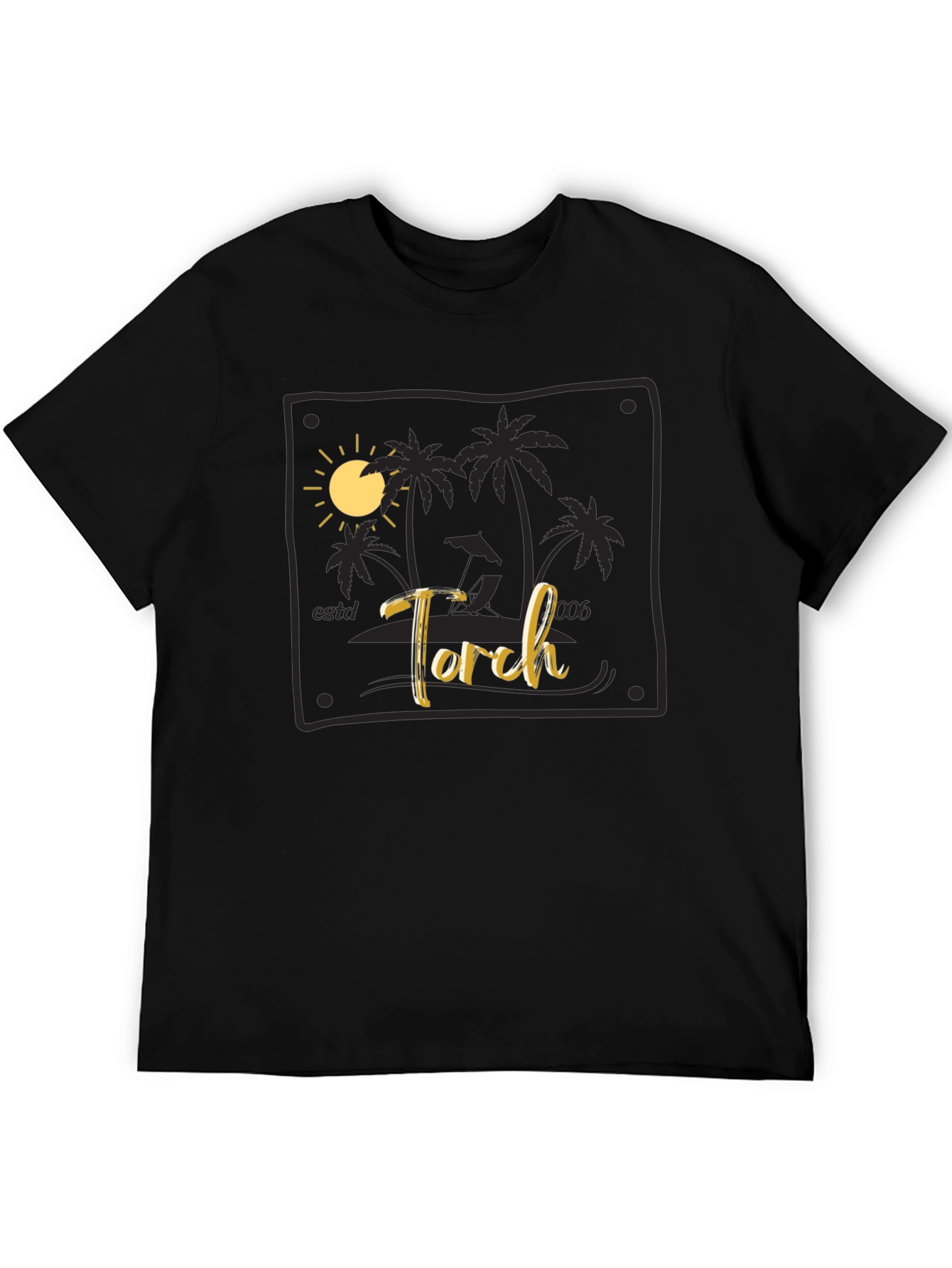 Torch Beach Scene Black T-Shirt