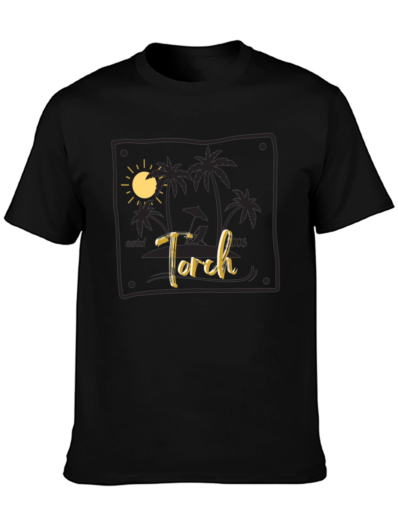 Torch Beach Scene Black T-Shirt