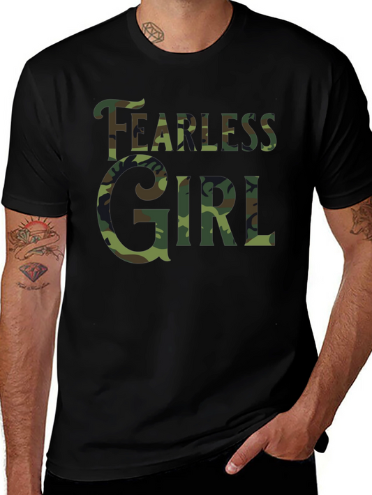 Fearless Girl Camo Print Black T-Shirt
