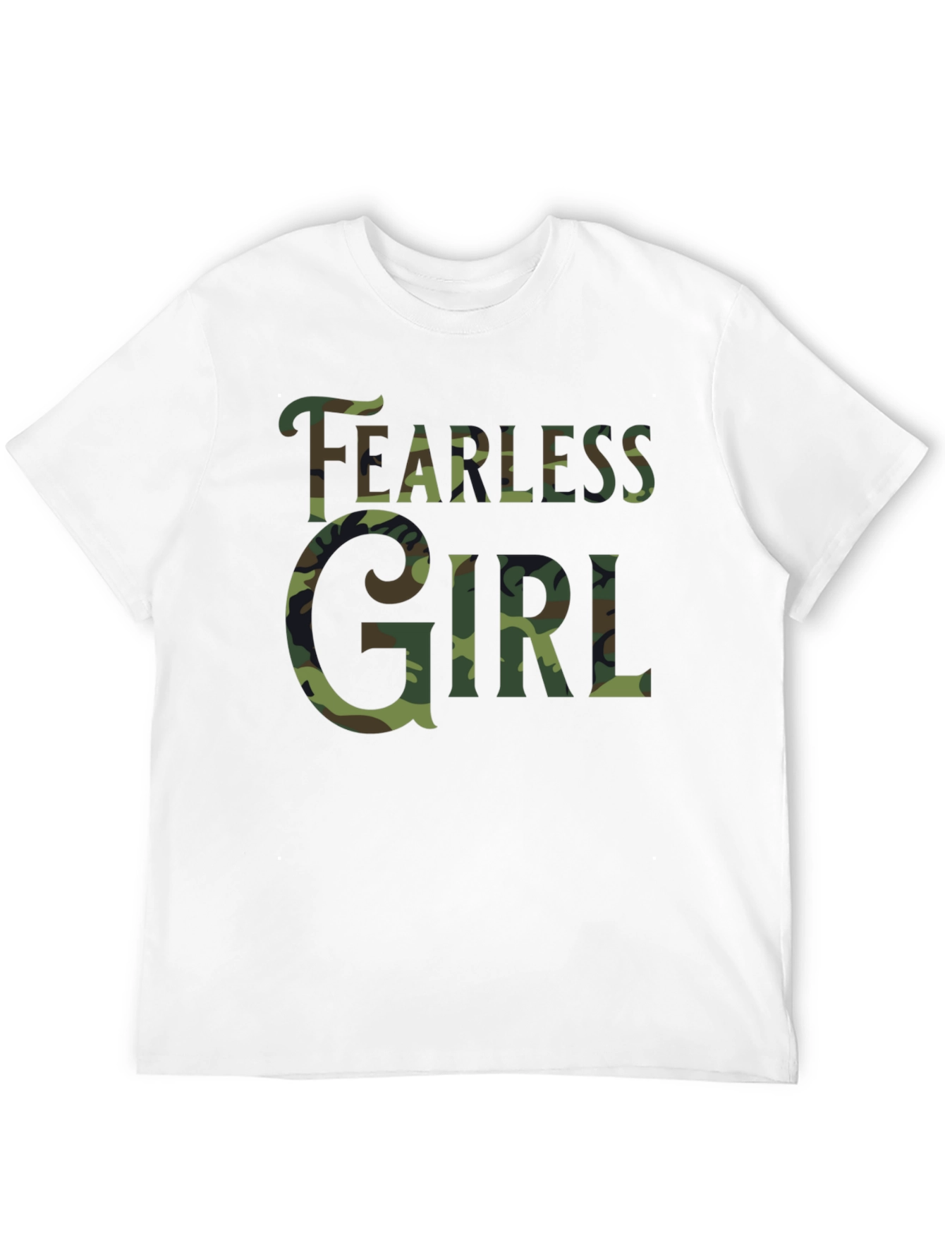 Fearless Girl Camo Print Black T-Shirt