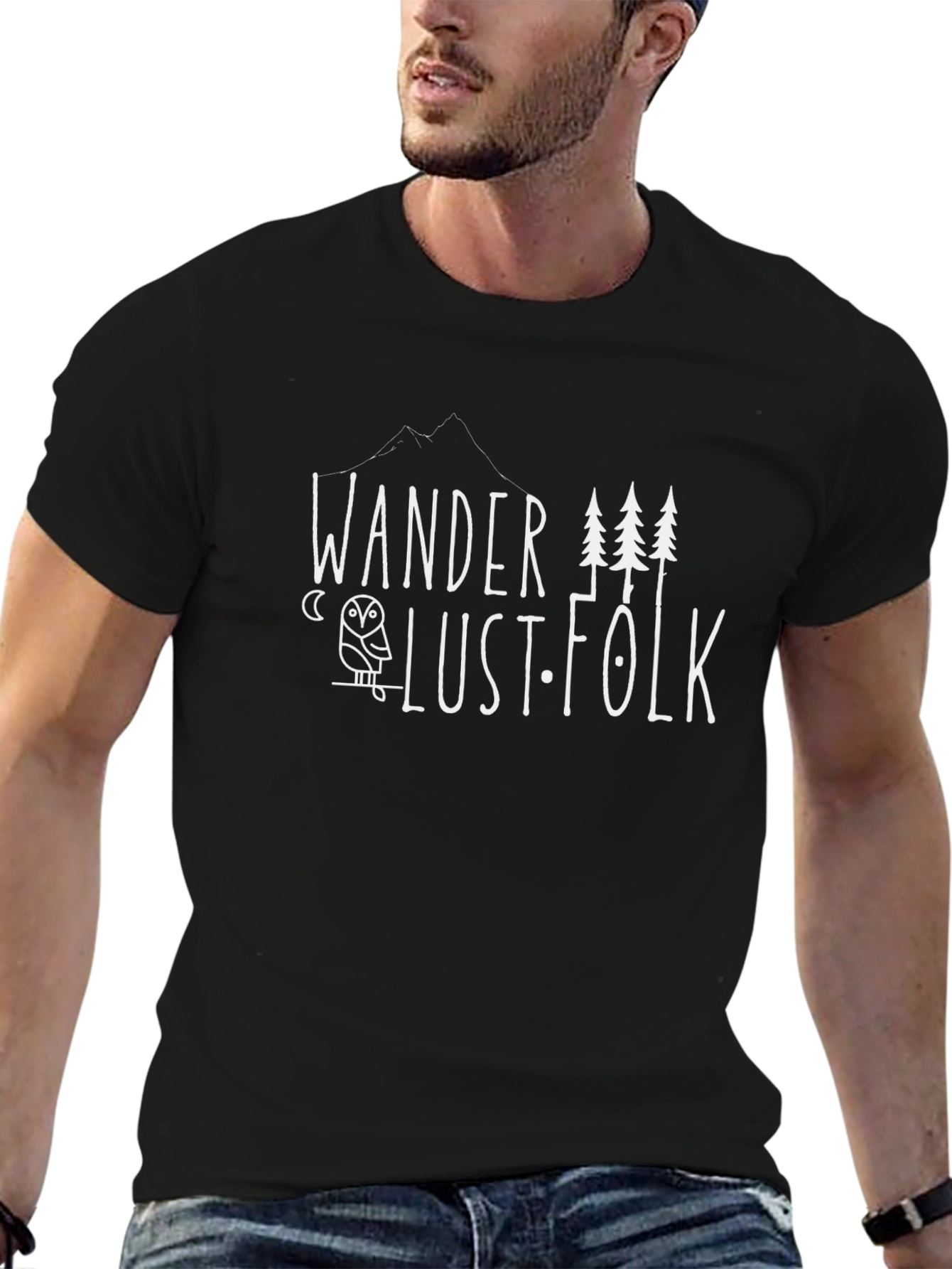 Wanderlust Folk Black Graphic T-Shirt