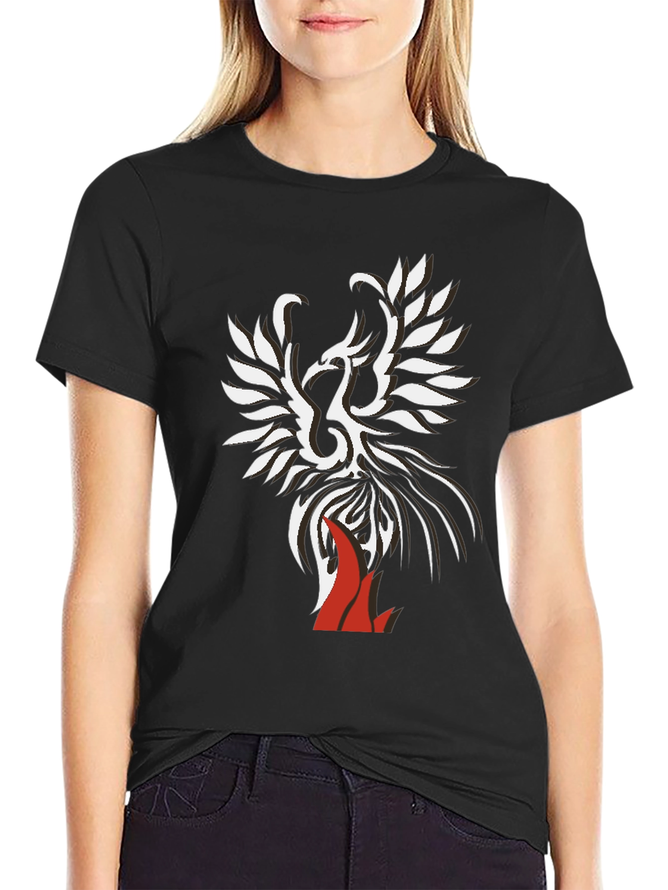 Phoenix Graphic Print Tee - Black