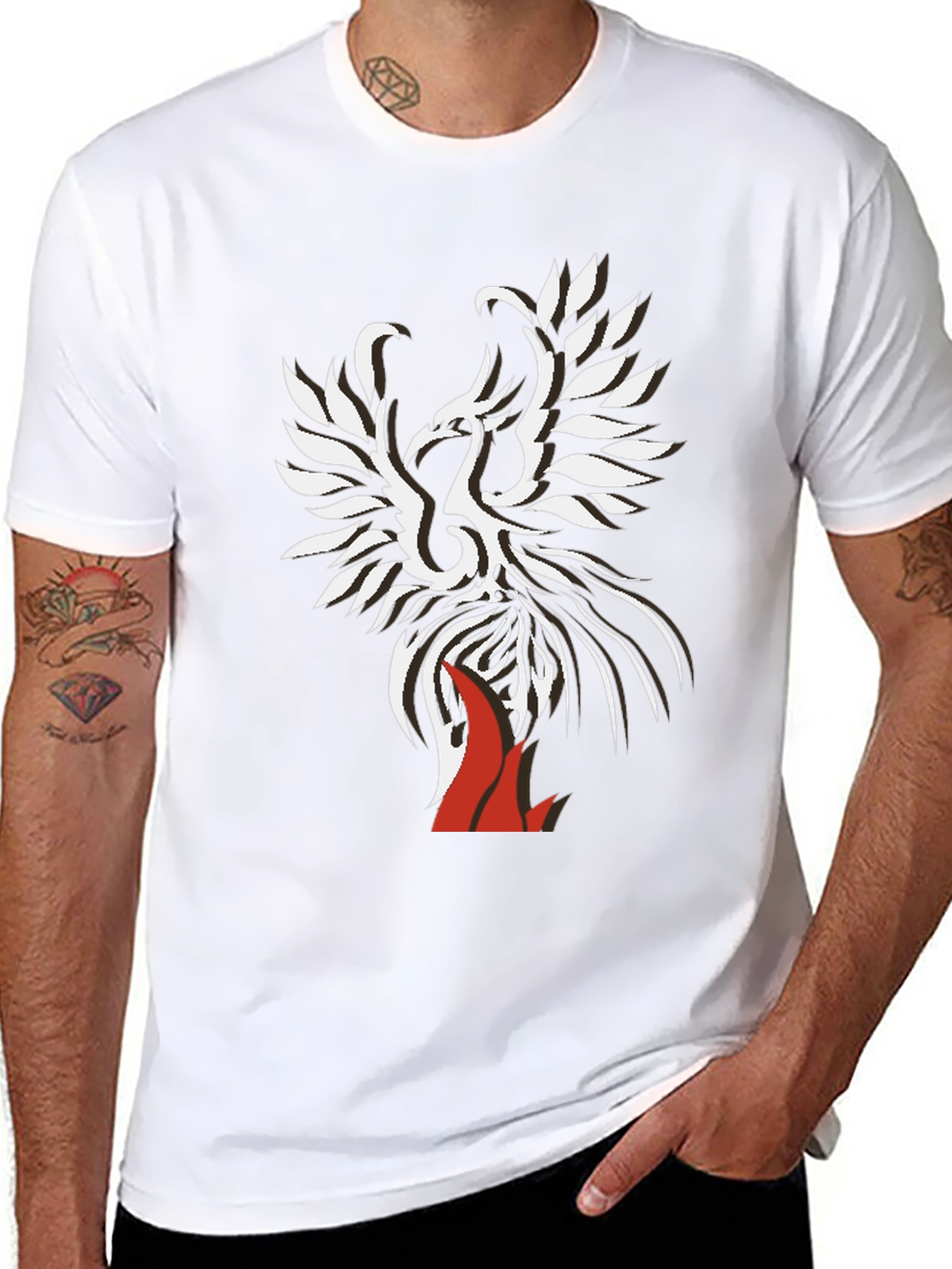 Phoenix Graphic Print Tee - Black