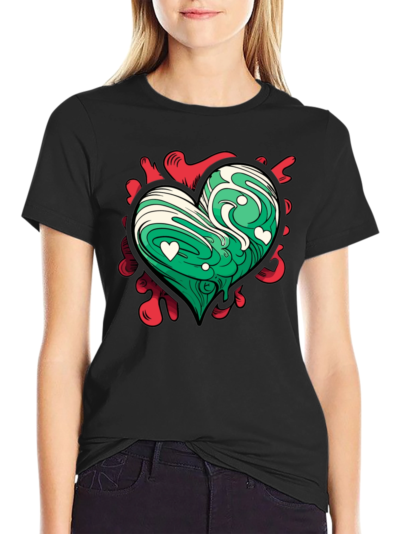 Heart Art Tee - Green Love Design