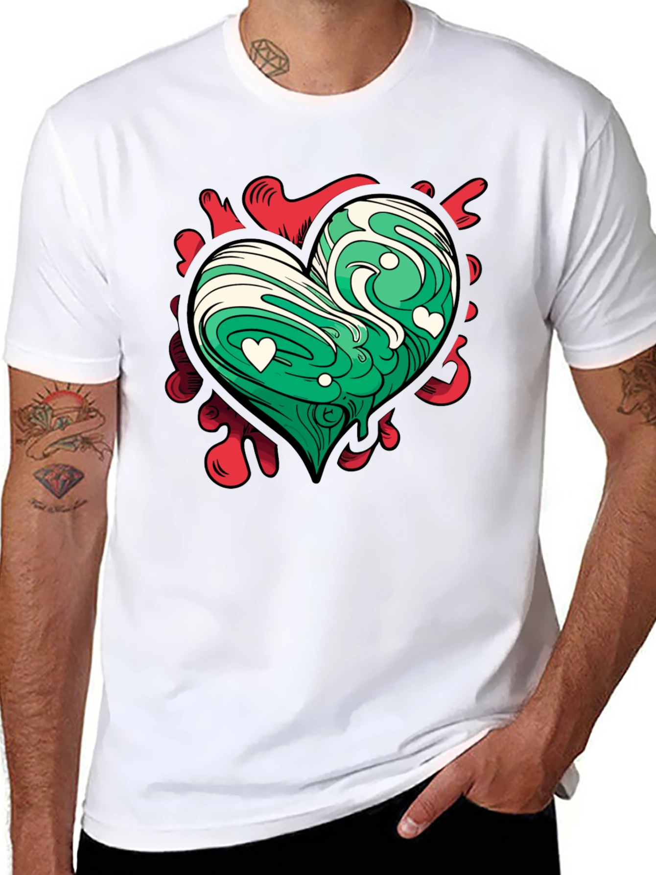 Heart Art Tee - Green Love Design