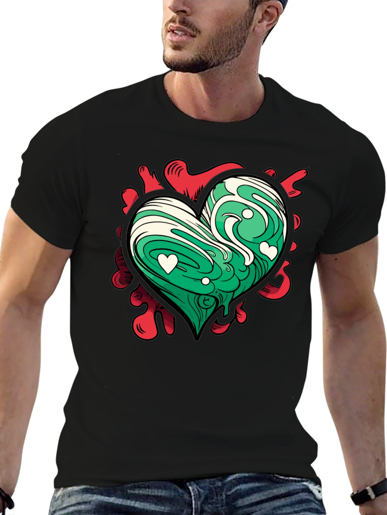 Heart Art Tee - Green Love Design
