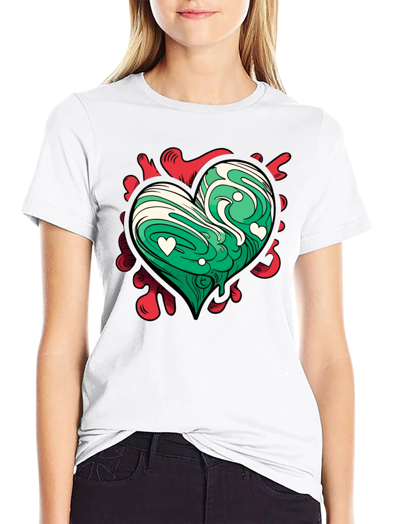 Heart Art Tee - Green Love Design