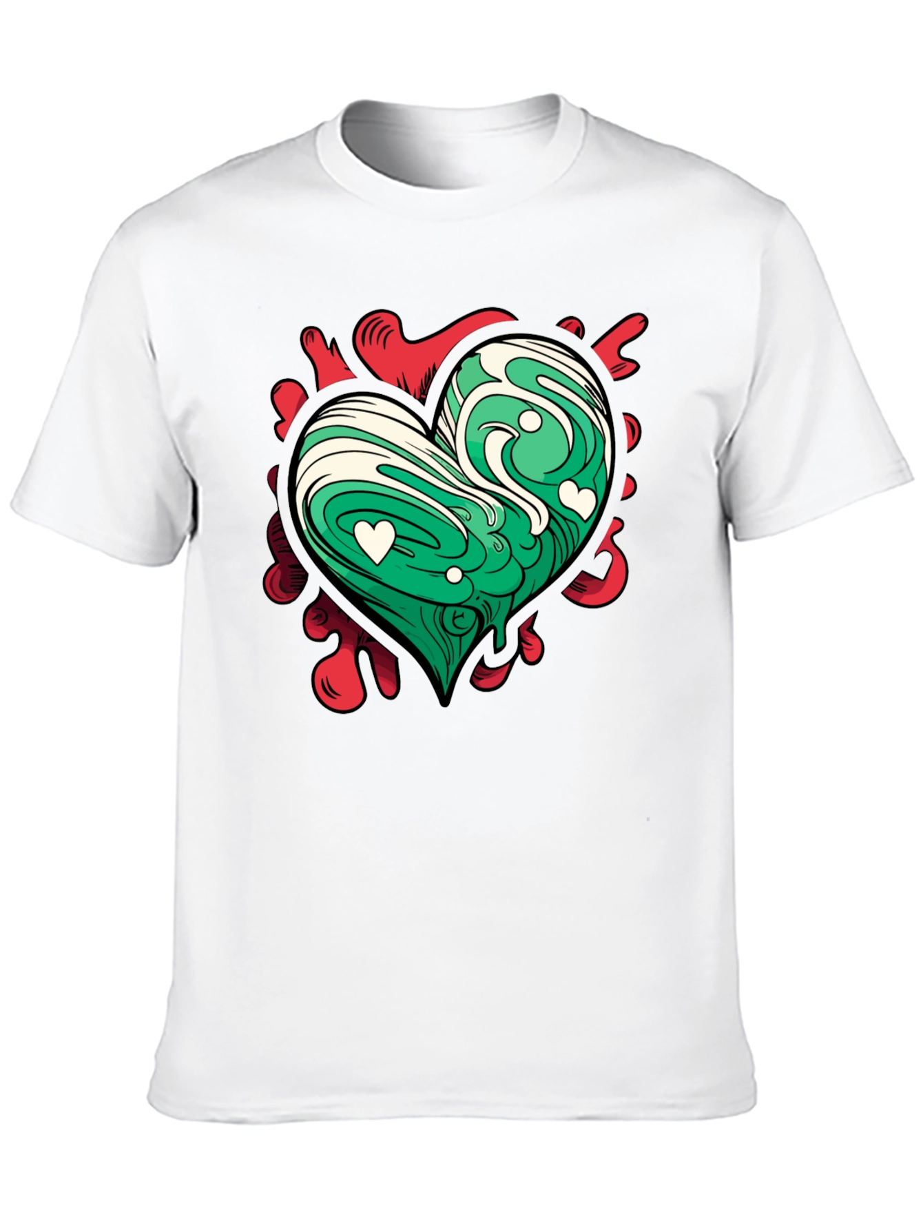 Heart Art Tee - Green Love Design