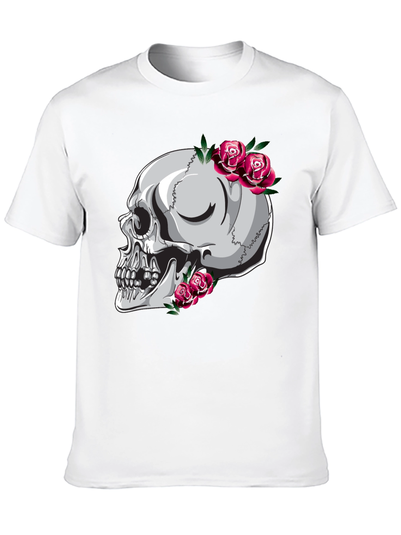 Skull and Roses Graphic Tee - Unique Design