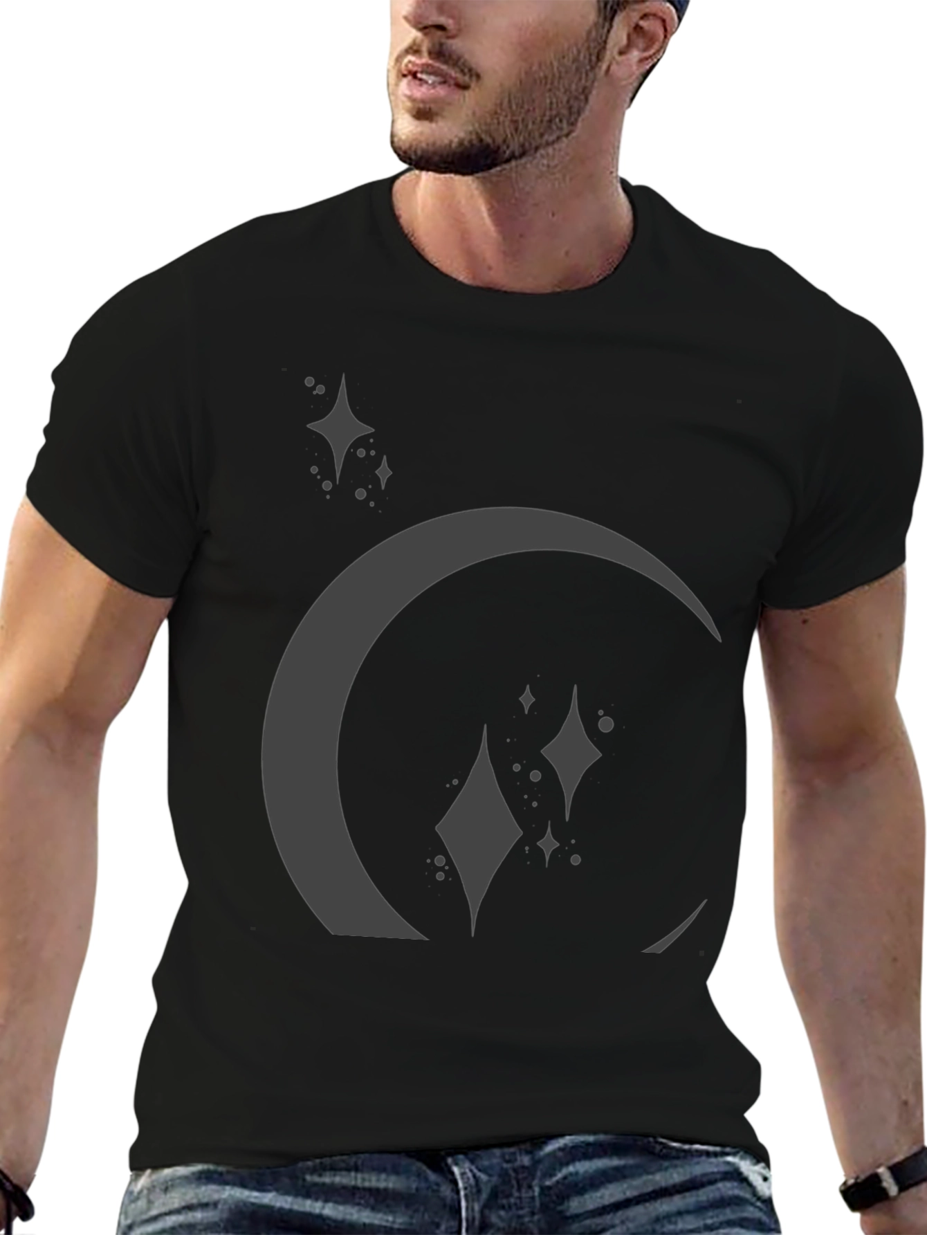 Crescent Moon Graphic Tee - Stylish Black T-Shirt