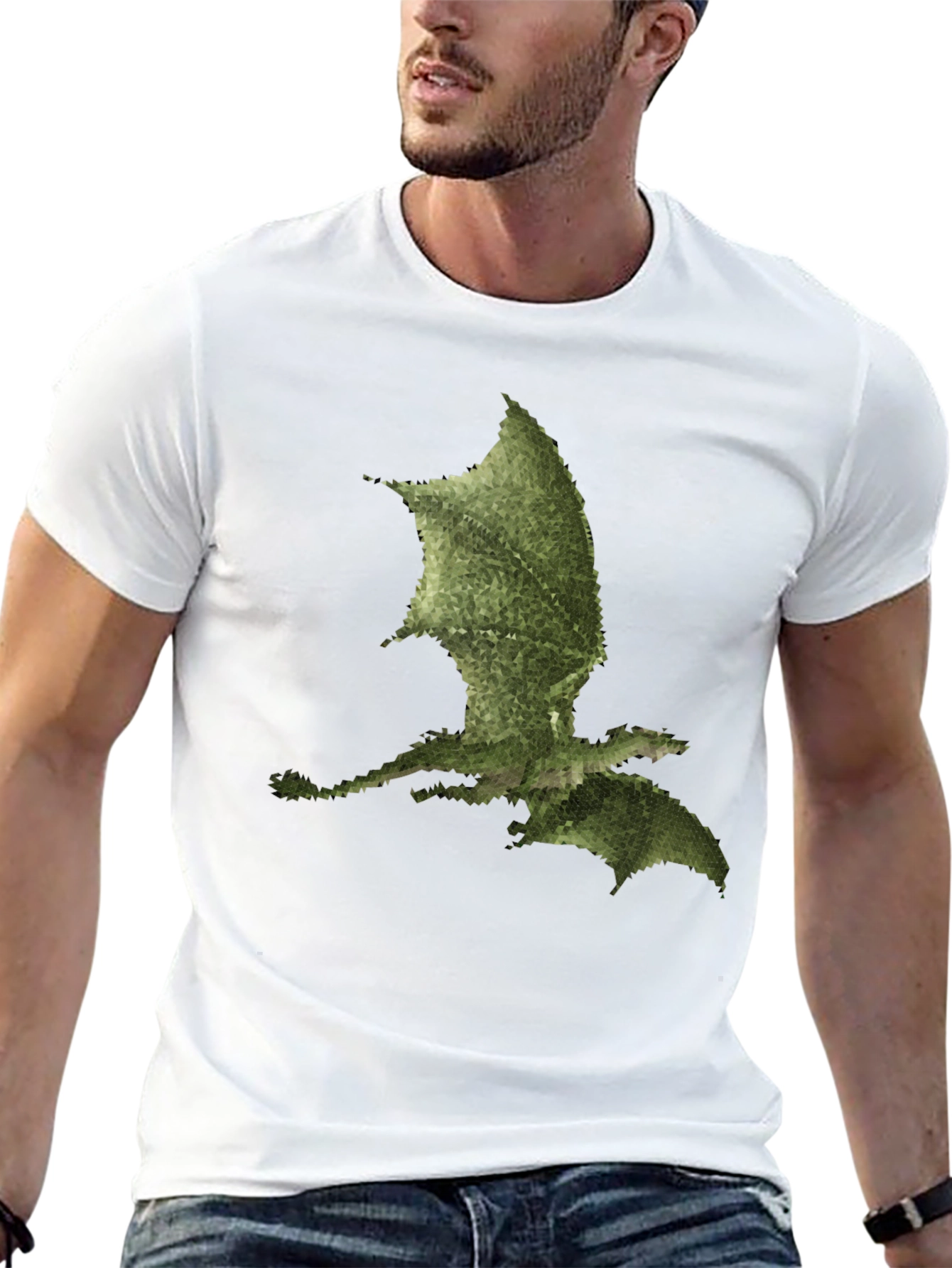 Mens Black Dragon Print Tee