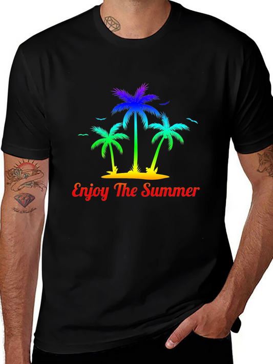 Summer Palm Tree Graphic Tee - Enjoy The Summer