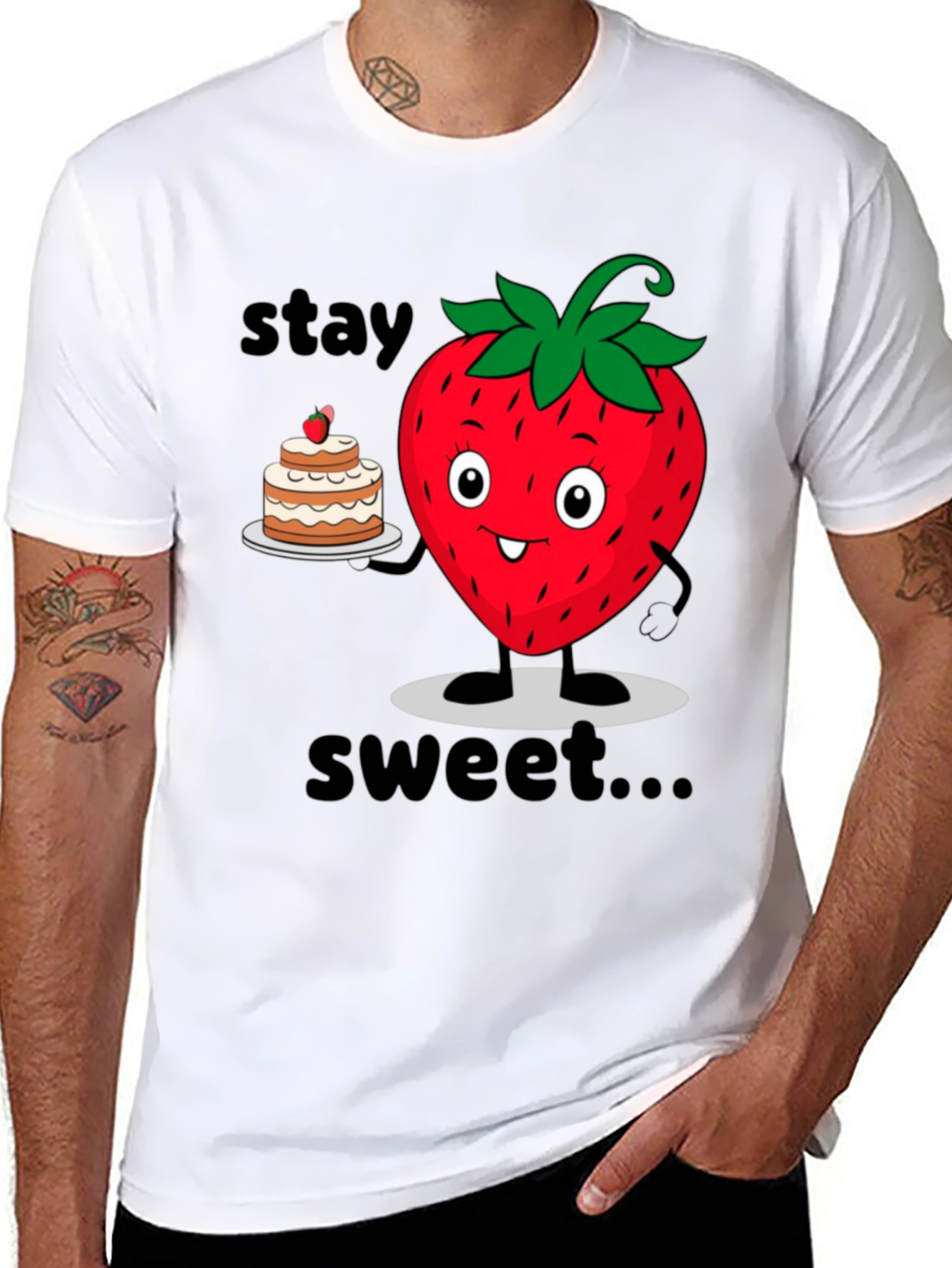 Stay Sweet Strawberry Cake Graphic Tee
