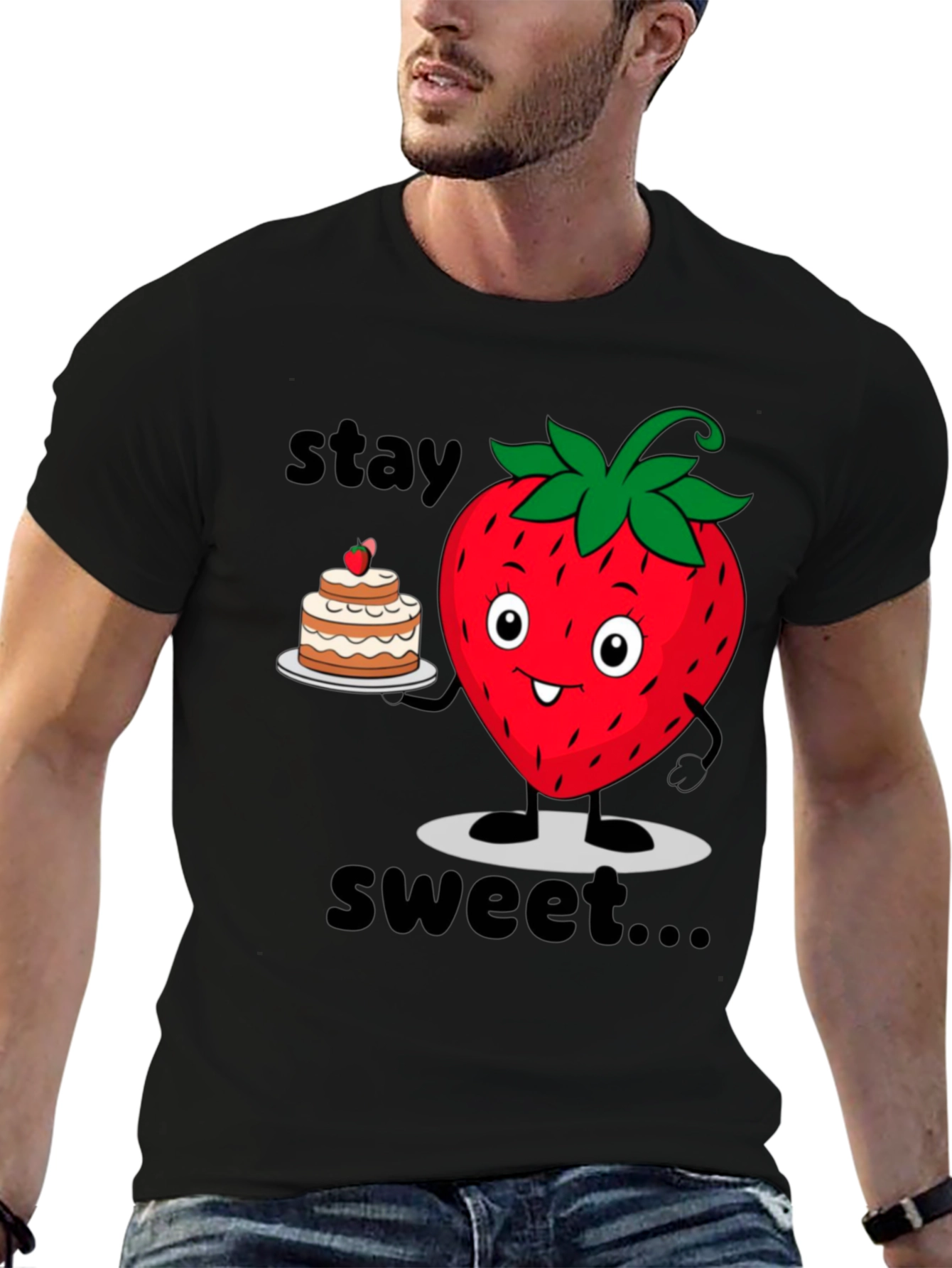 Stay Sweet Strawberry Cake Graphic Tee