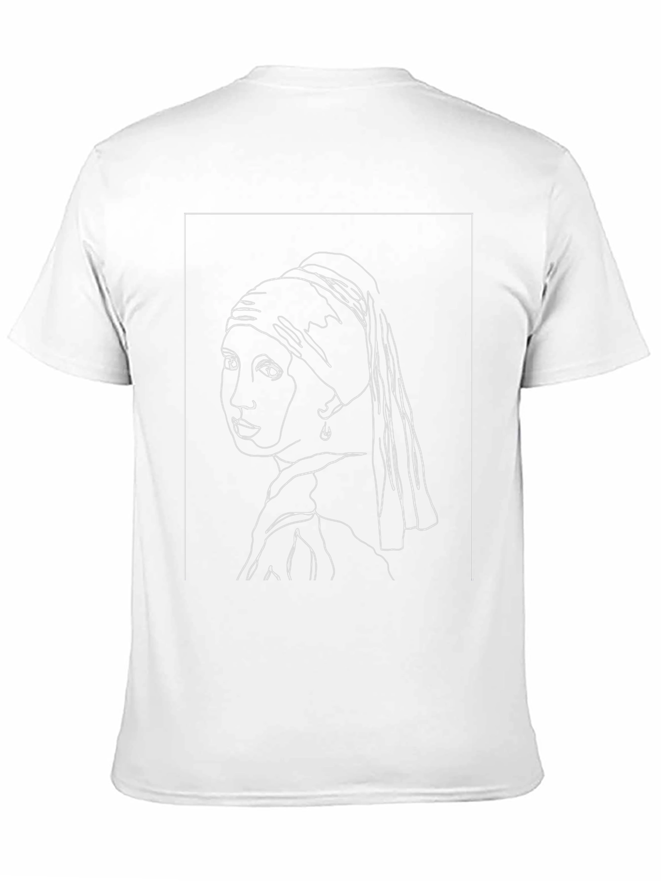 Girl with a Pearl Earring Line Art Black T-Shirt