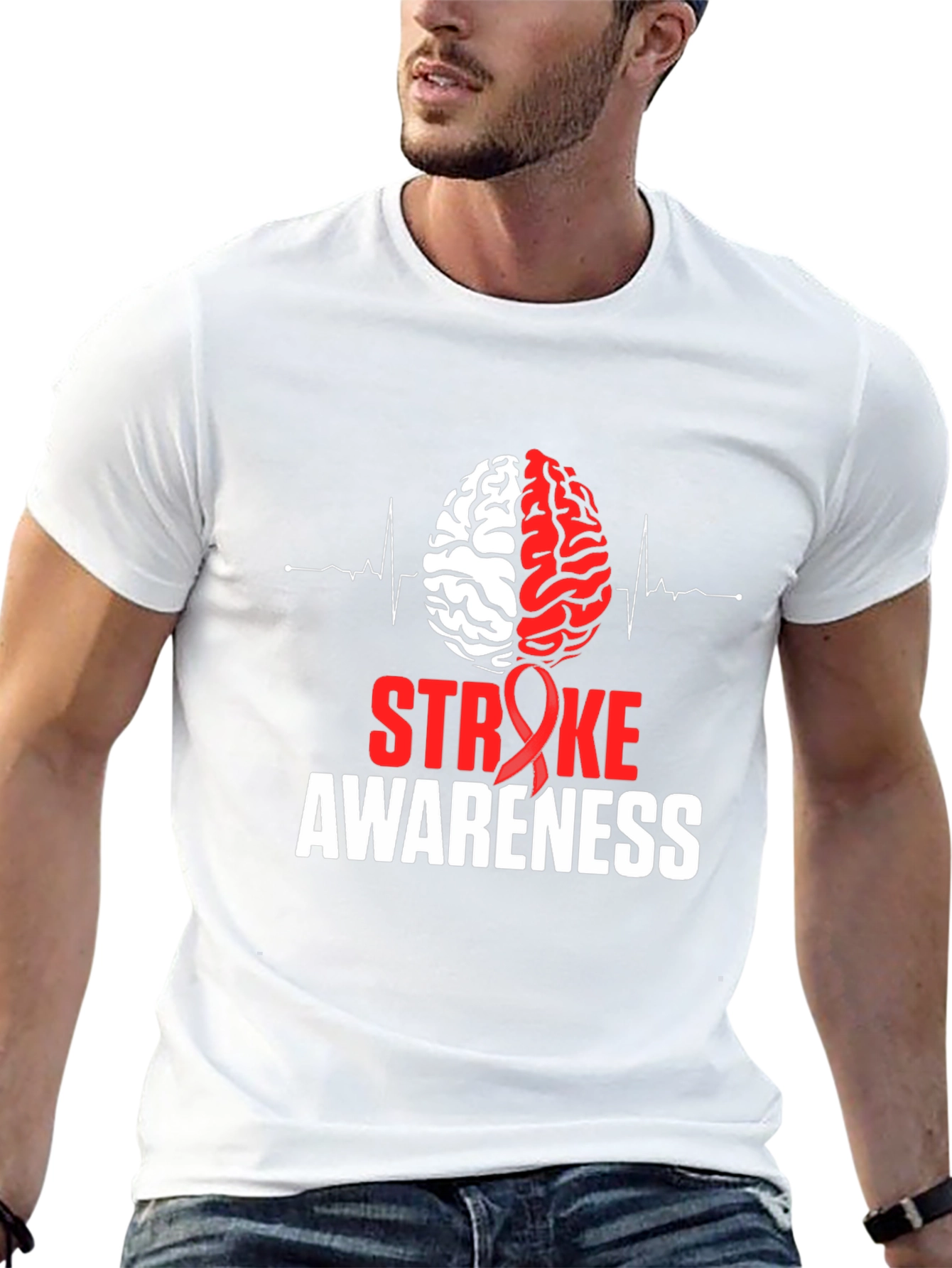 Stroke Awareness T-Shirt Brain Design Tee