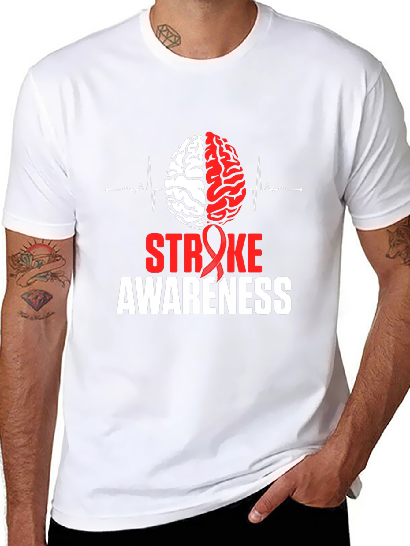 Stroke Awareness T-Shirt Brain Design Tee
