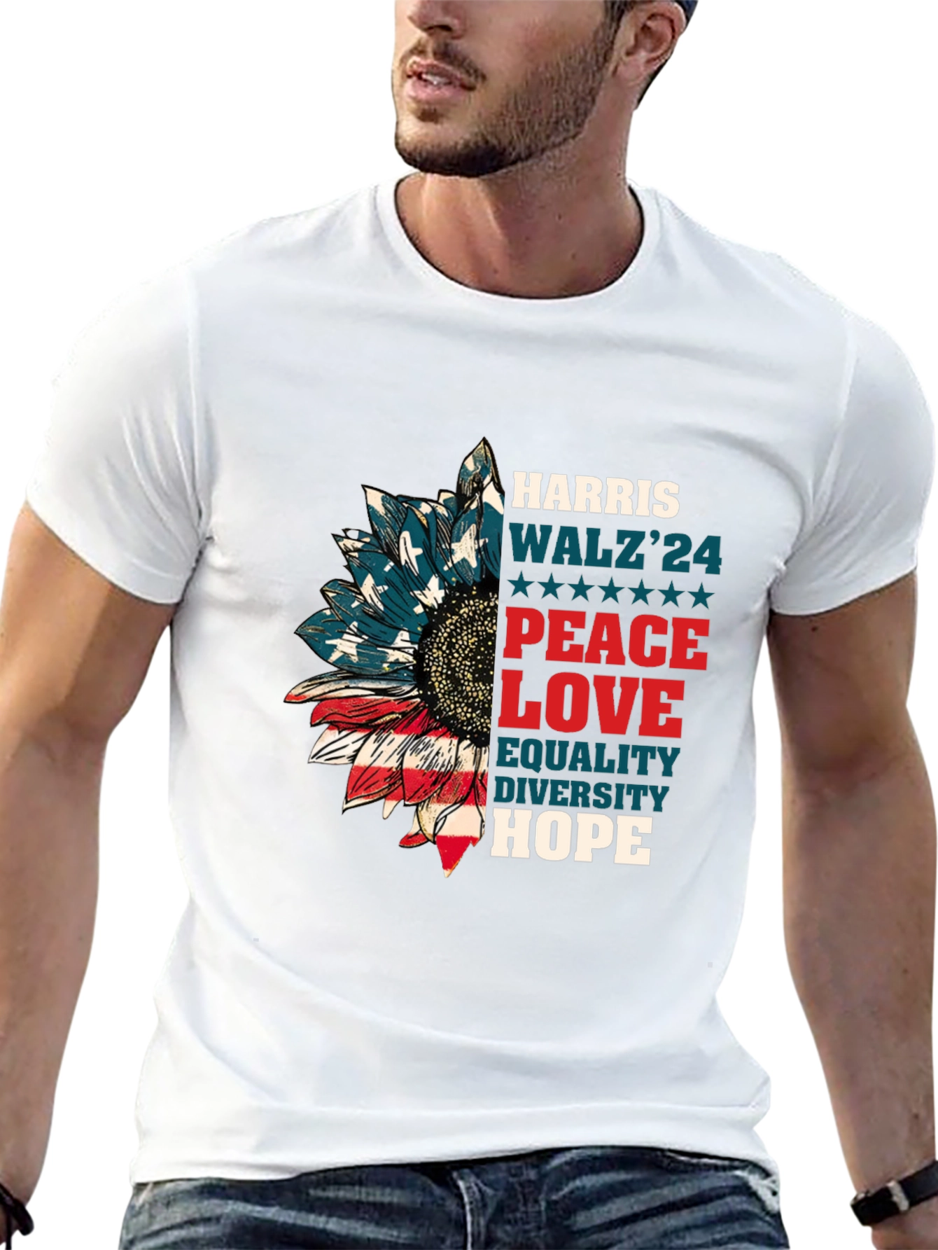 Harris Walz 2024 Patriotic Sunflower T-Shirt