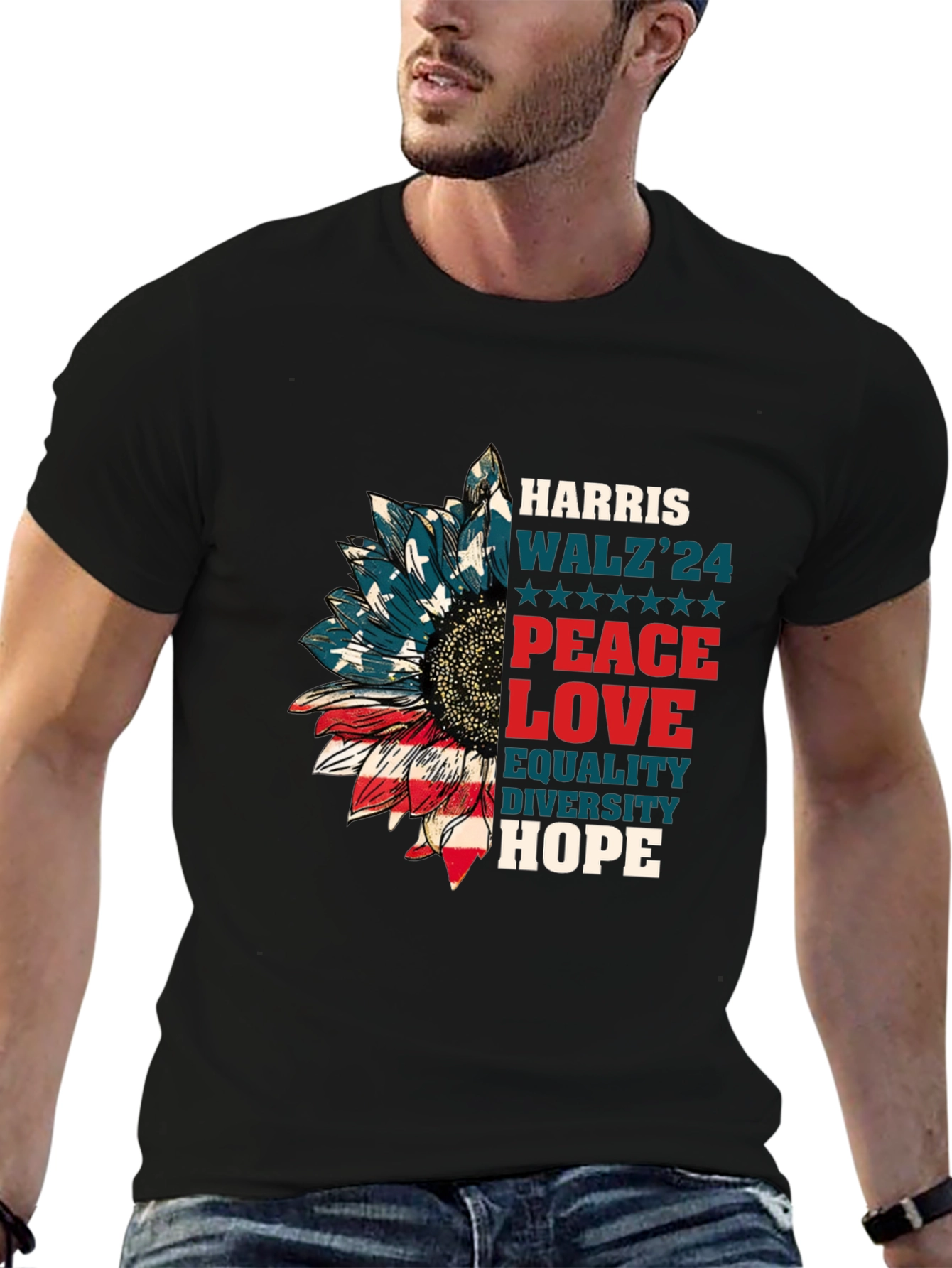 Harris Walz 2024 Patriotic Sunflower T-Shirt