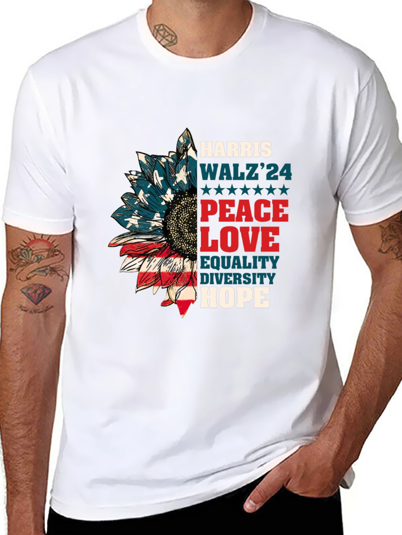 Harris Walz 2024 Patriotic Sunflower T-Shirt