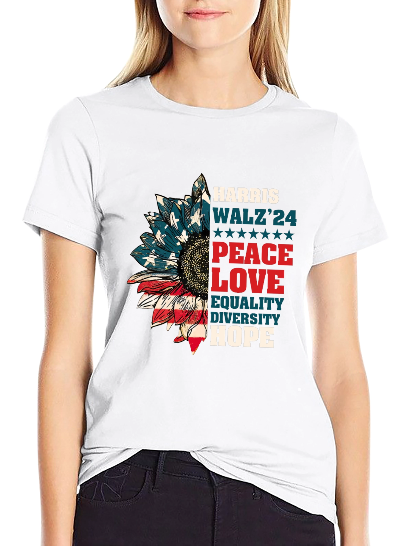 Harris Walz 2024 Patriotic Sunflower T-Shirt