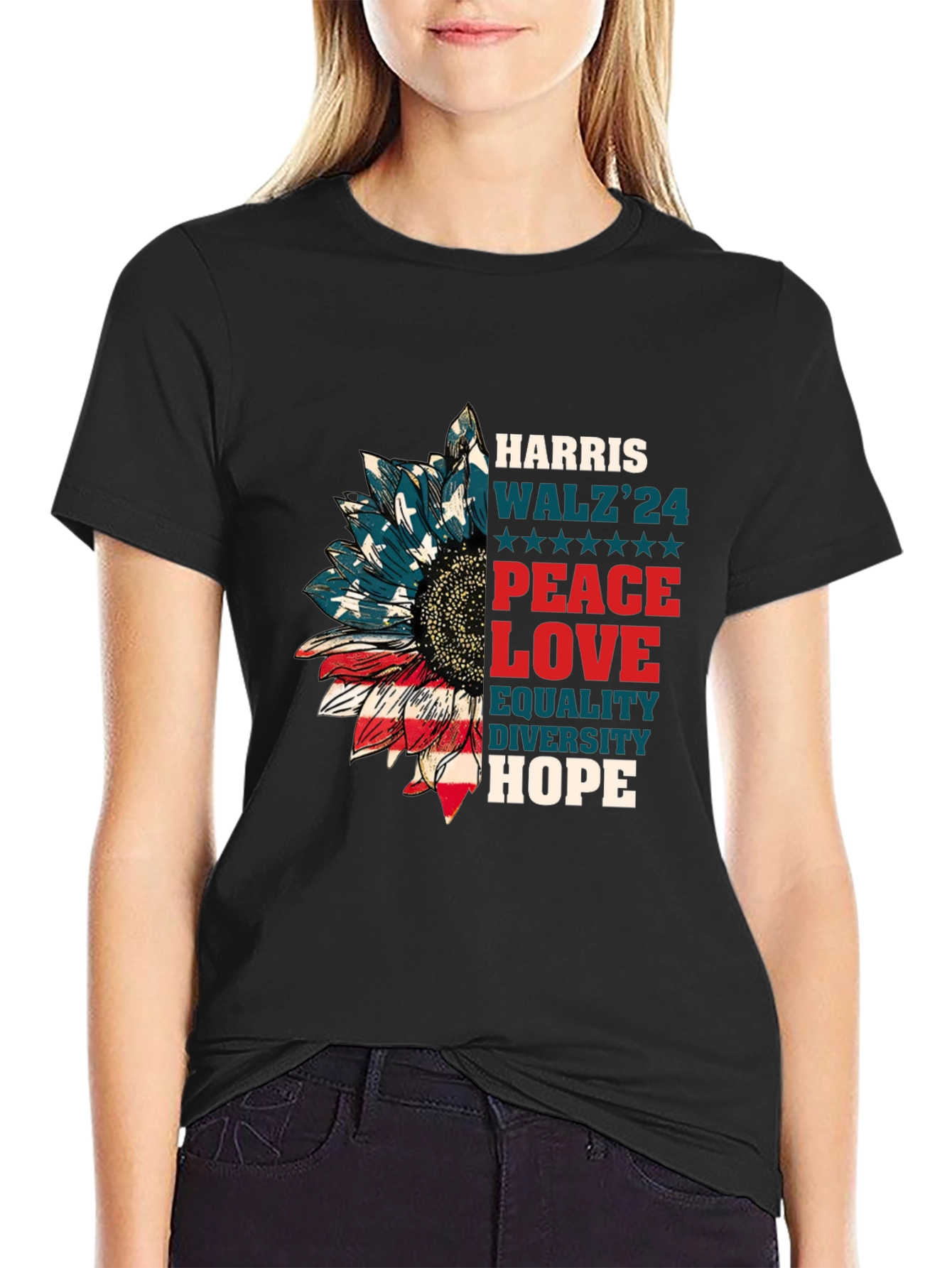 Harris Walz 2024 Patriotic Sunflower T-Shirt