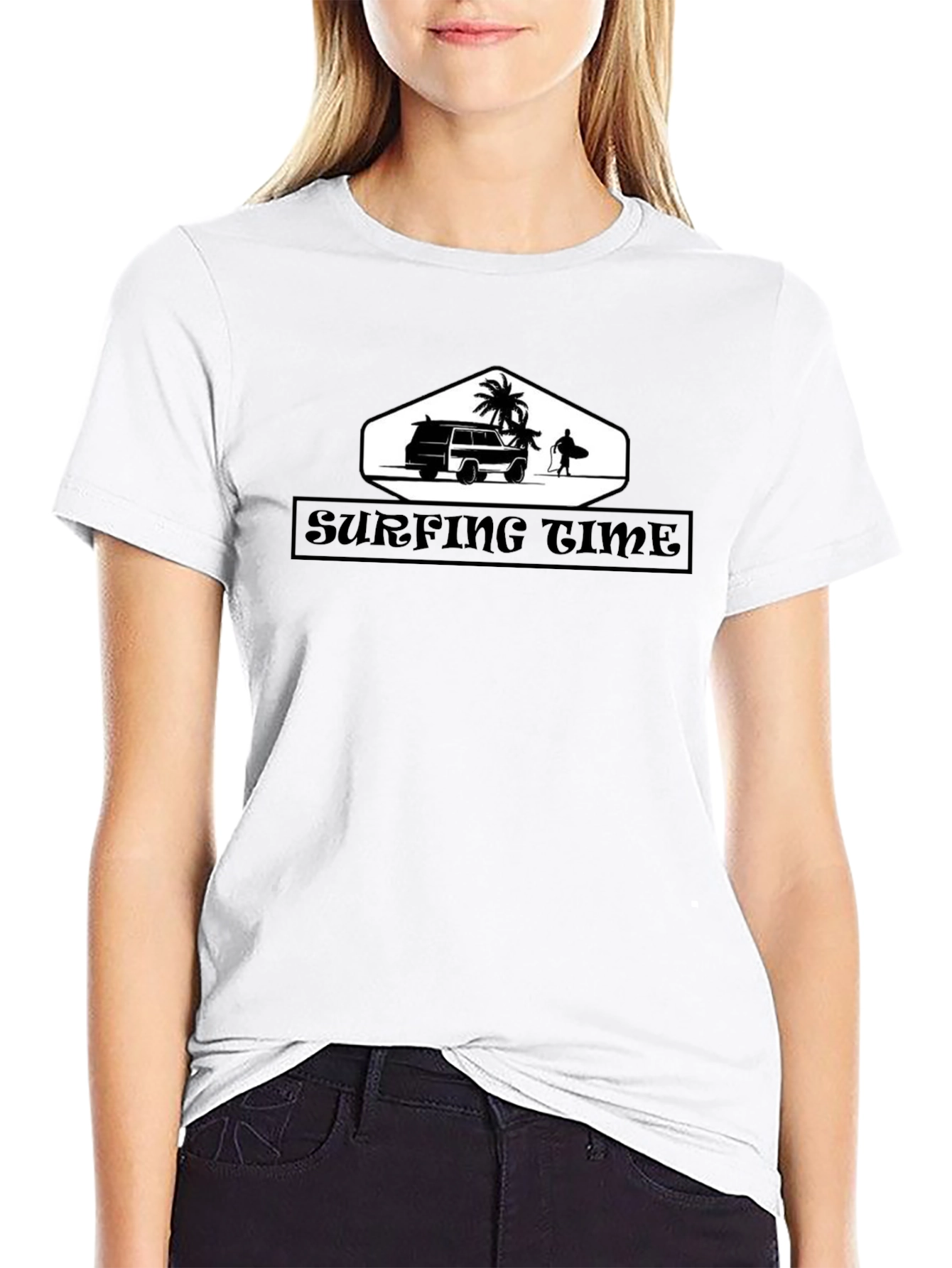 Surfing Time Black Graphic Tee
