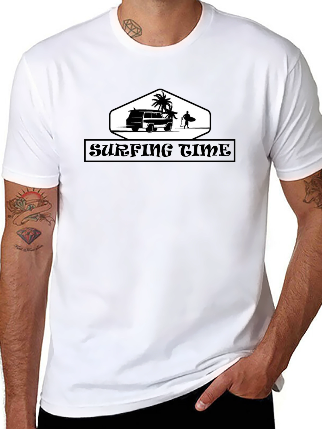 Surfing Time Black Graphic Tee