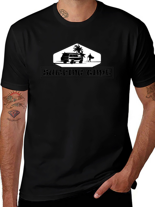 Surfing Time Black Graphic Tee