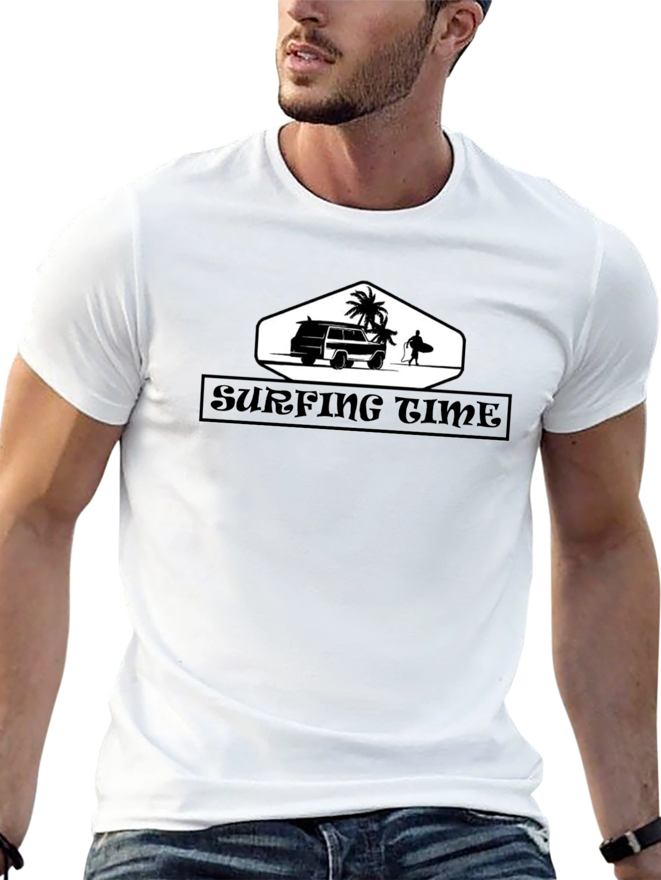 Surfing Time Black Graphic Tee