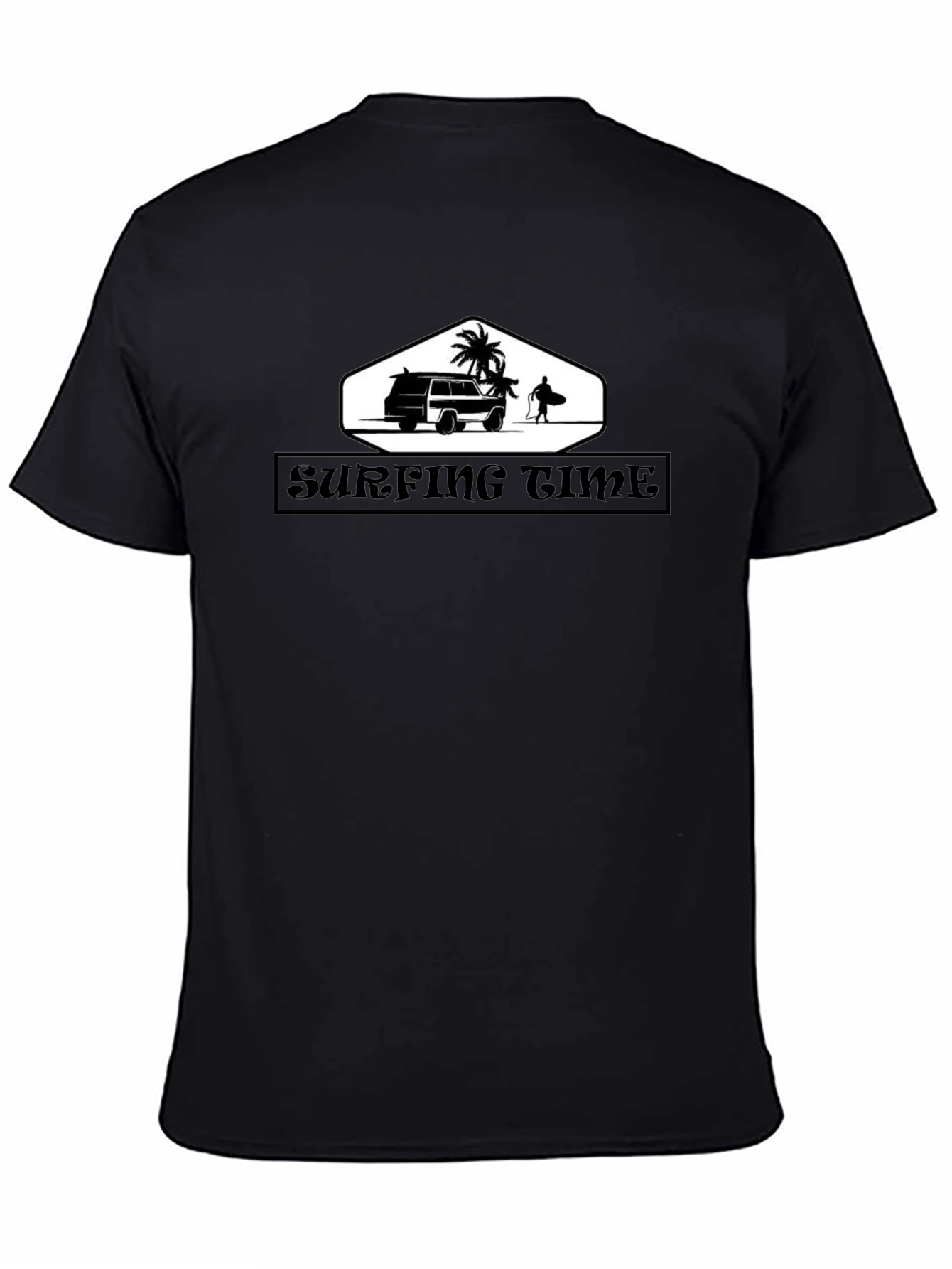 Surfing Time Black Graphic Tee