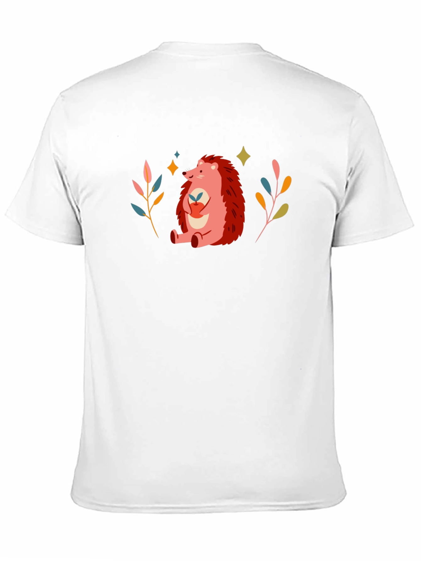 Cute Hedgehog Graphic Print Black T-Shirt
